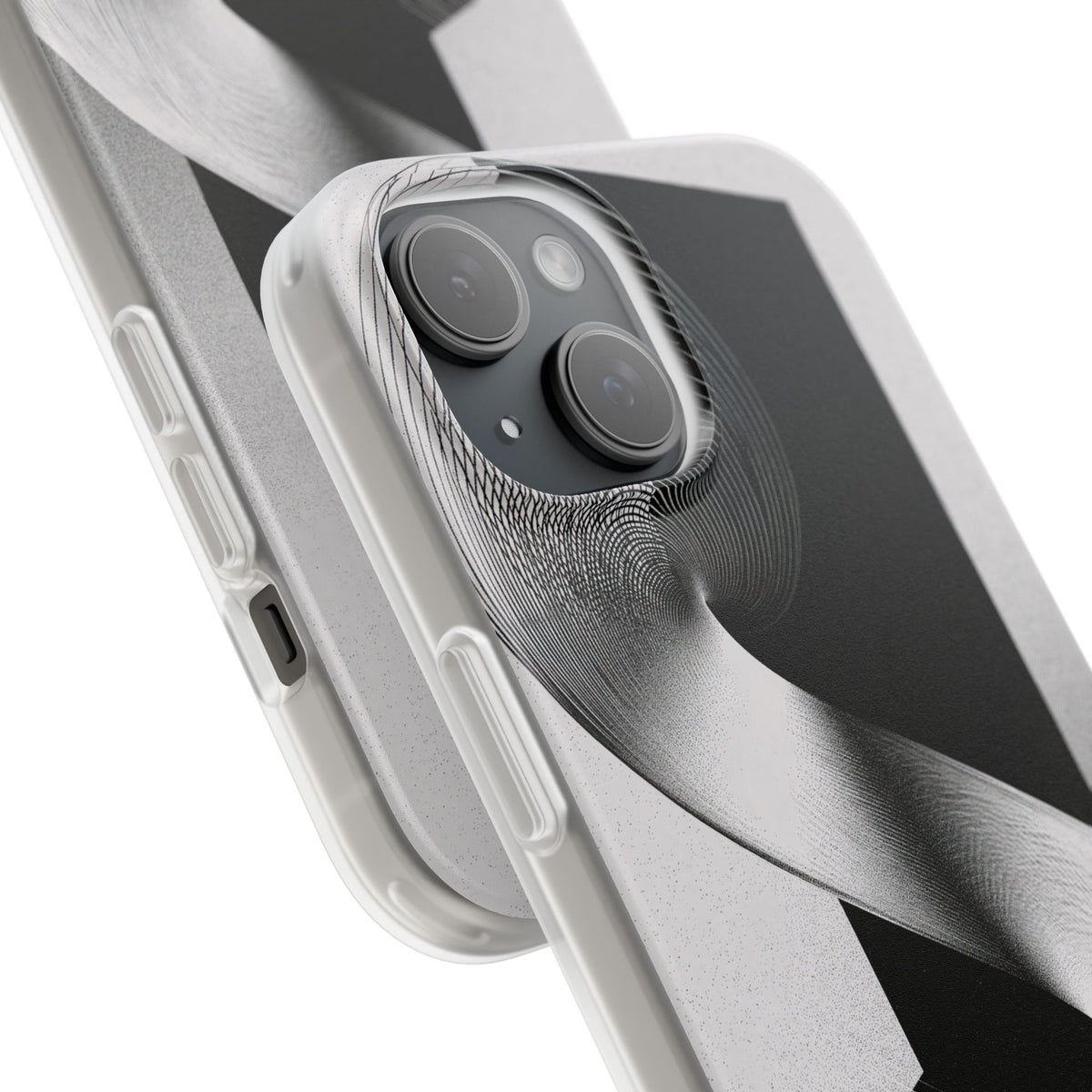 Grey Lite Phone Case for iPhone - Obsidian Moiré Wave