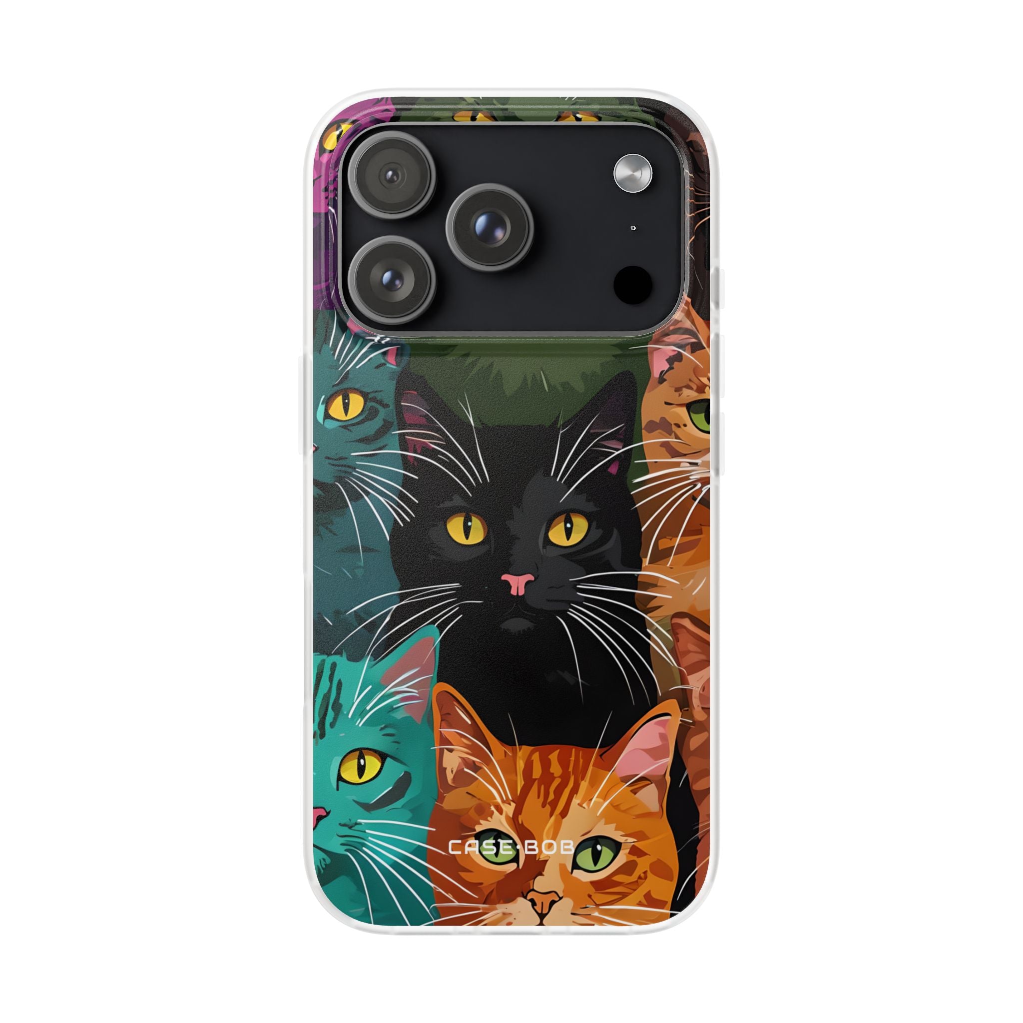 Teal Cat Grid iPhone 17 Pro Case - Soft - CASE•BOB
