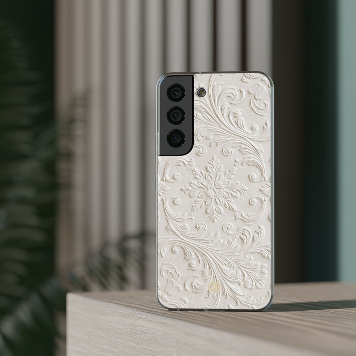 White Lite Phone Case for Samsung - Alabaster Floral Relief