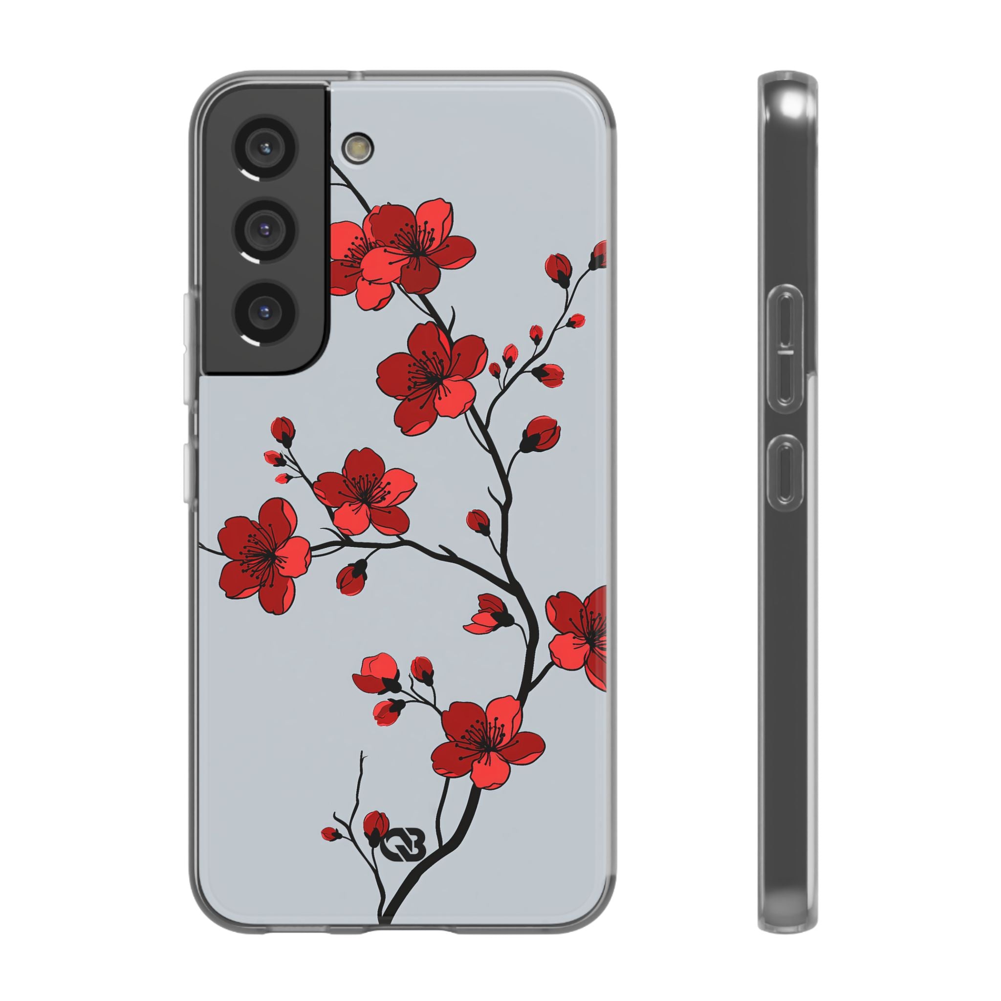 Grey Lite Phone Case for Samsung - Crimson Blossom Onyx