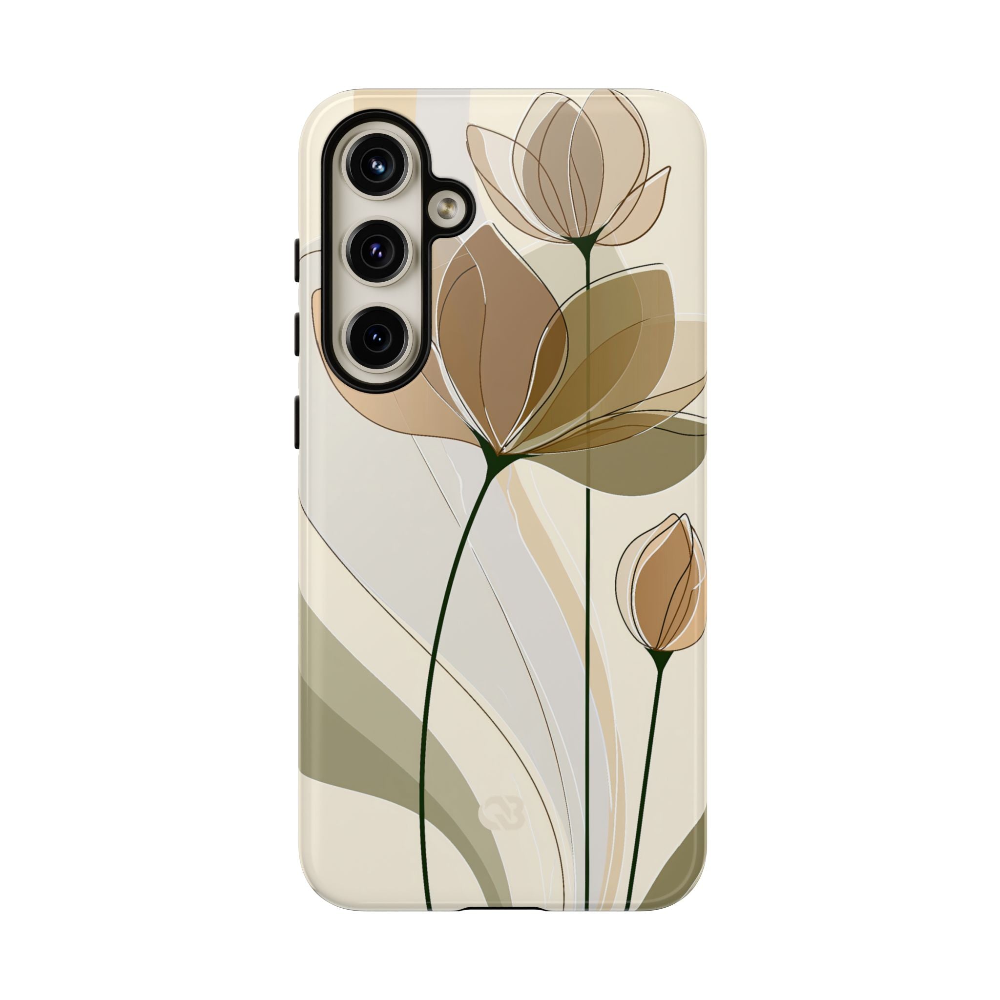 Beige Tough Phone Case for Samsung - Muted Ochre Petals