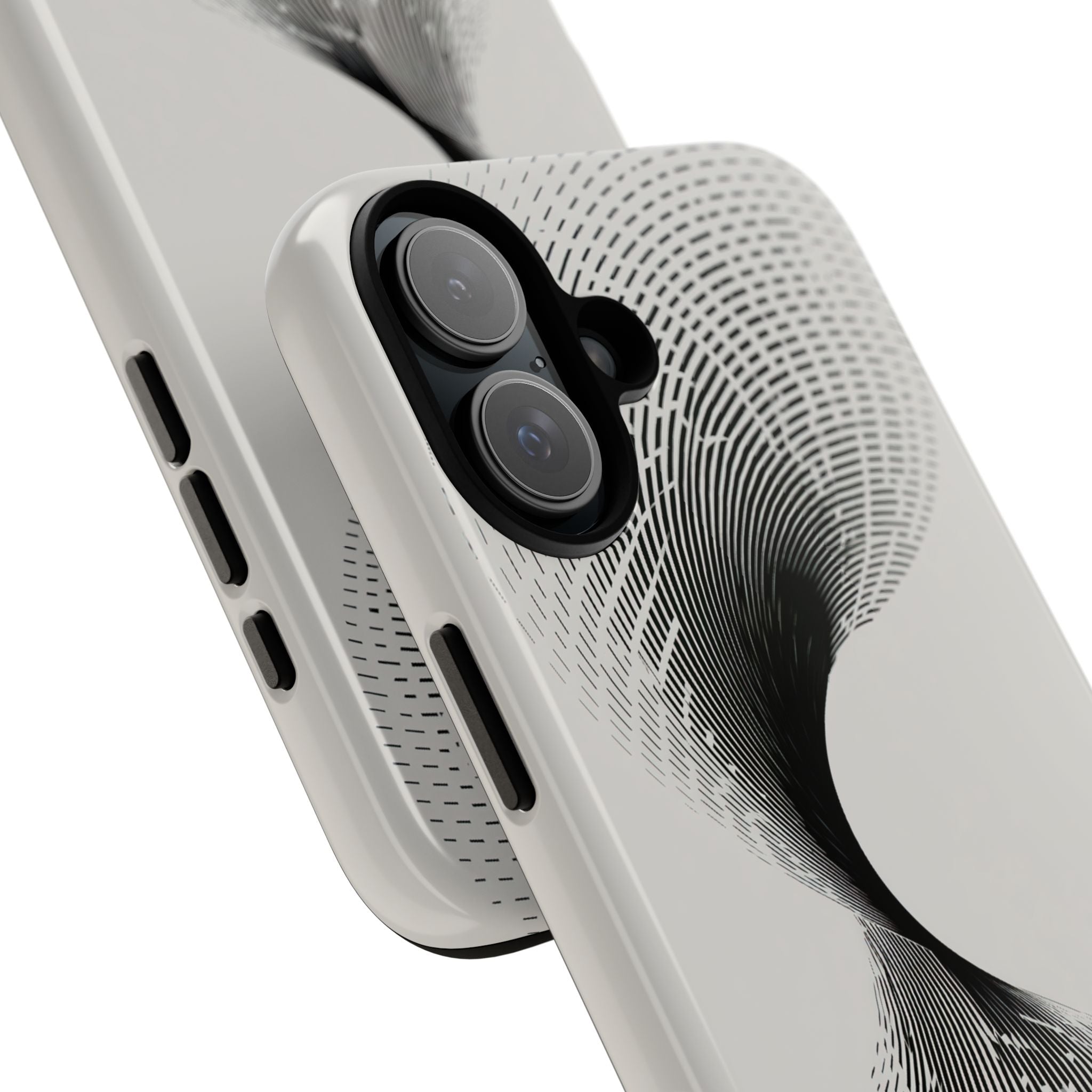 White Tough Phone Case for iPhone - Linear Torsion Grid
