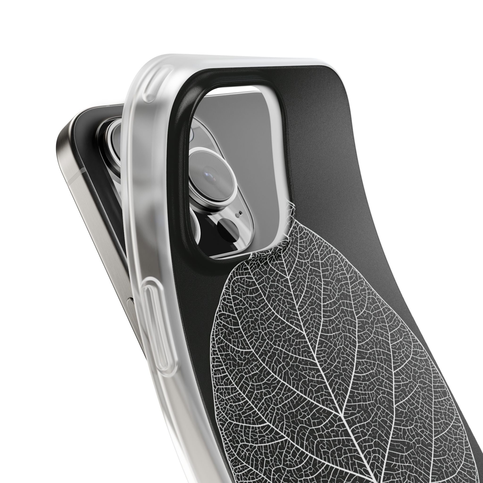 Black Lite Phone Case for iPhone - Bleached Leaf Lattice