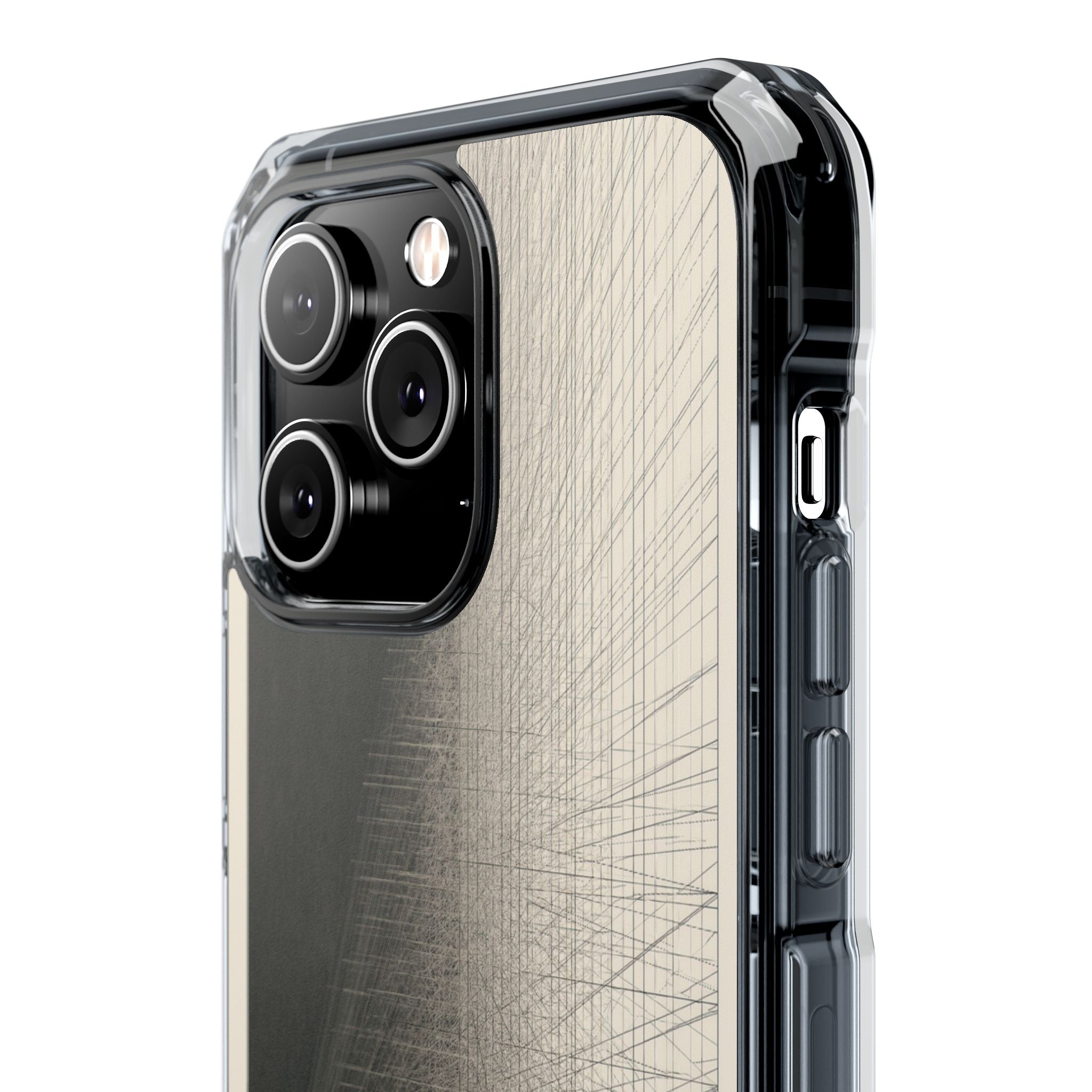 Beige Impact MagSafe Phone Case for iPhone - Brutalist Graphite Grid
