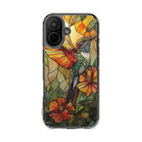 Funda de impacto · Caso Impact · Vidrio color ámbar con colibrí · Magsafe