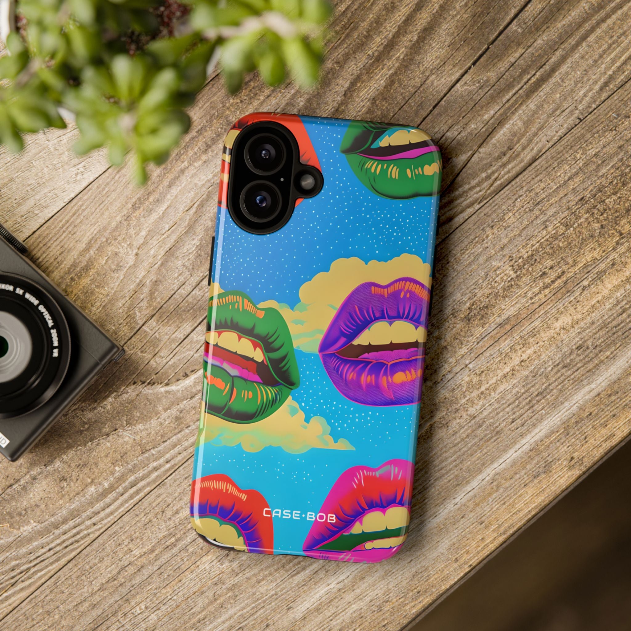 Bunte Lippen Raster iPhone 16 Plus Case - Tough