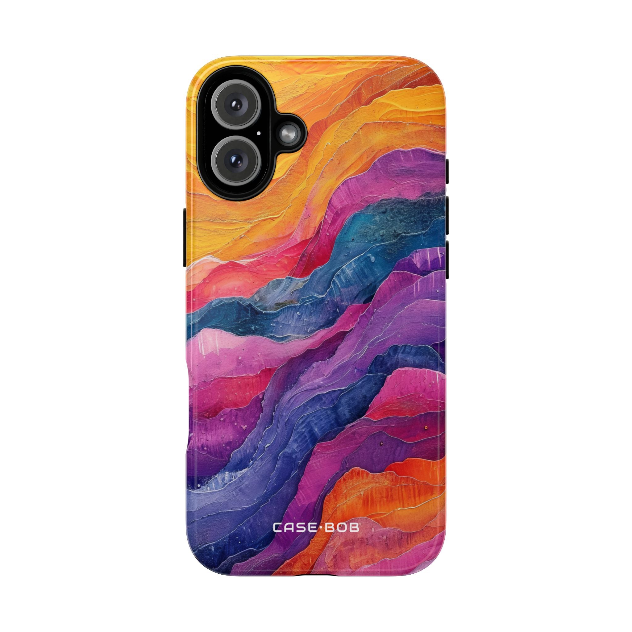 Layered Waves Orange iPhone 16 Plus Case - Tough