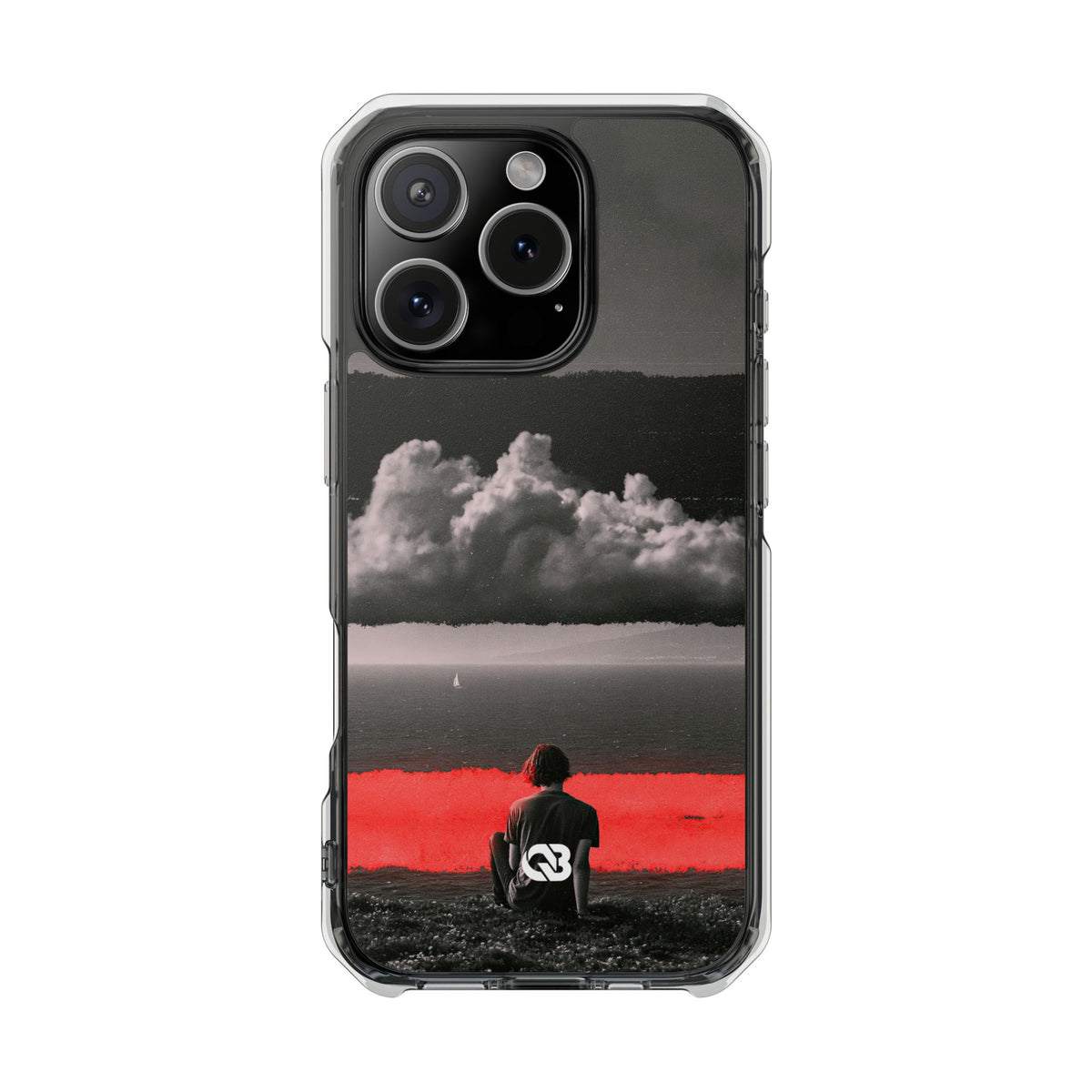 Crimson Horizon · Clear Impact Magnetic Phone Case for iPhone · Black