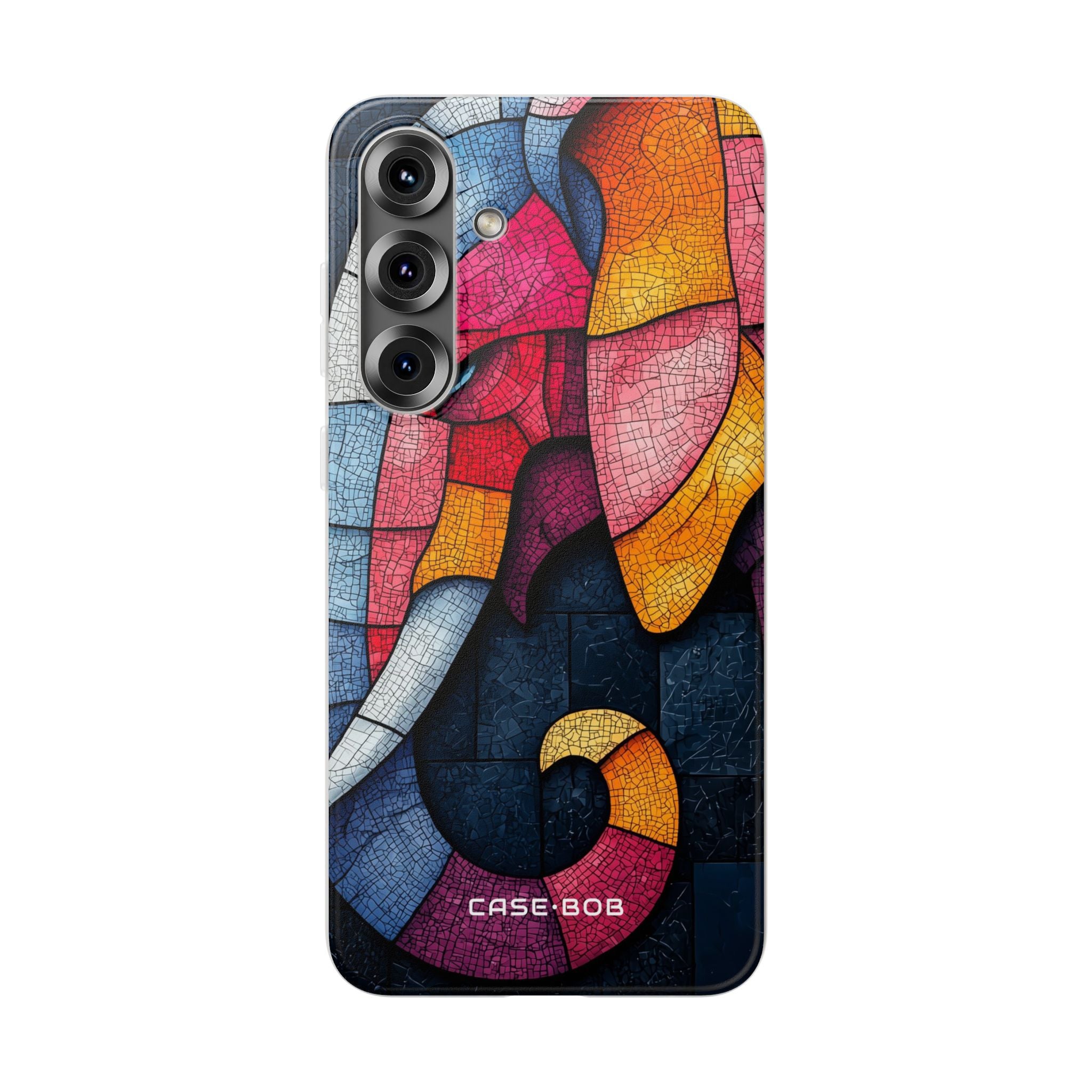 Mosaic Elephant Blue Samsung S25 Plus Case - Soft