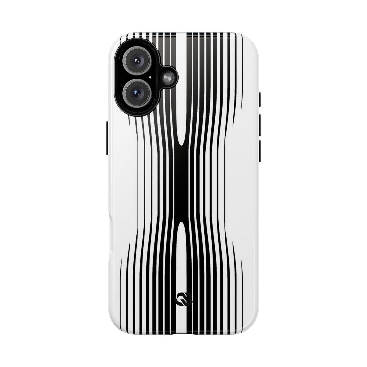 White Tough Phone Case for iPhone - Kinetic Mono Distortion