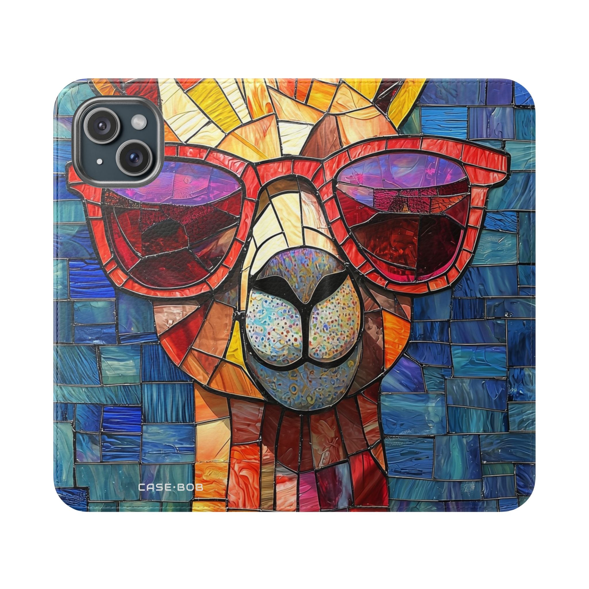 Sunglass Llama Mosaic - iPhone 15 Plus Case - Wallet