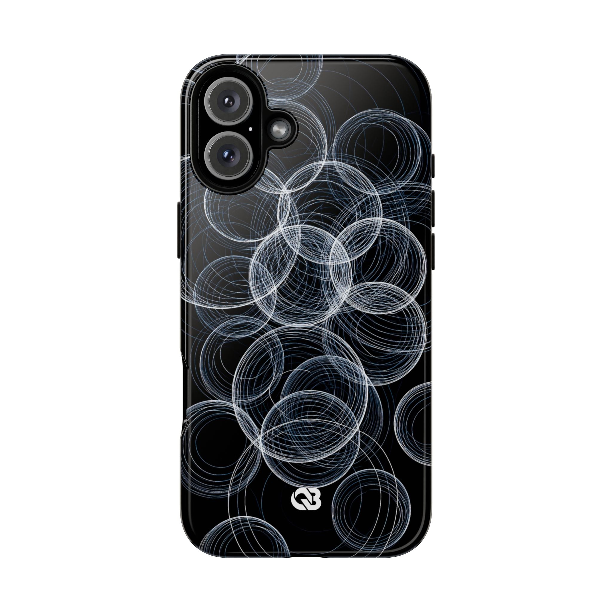 Black Tough Phone Case for iPhone - Frosted Ring Matrix