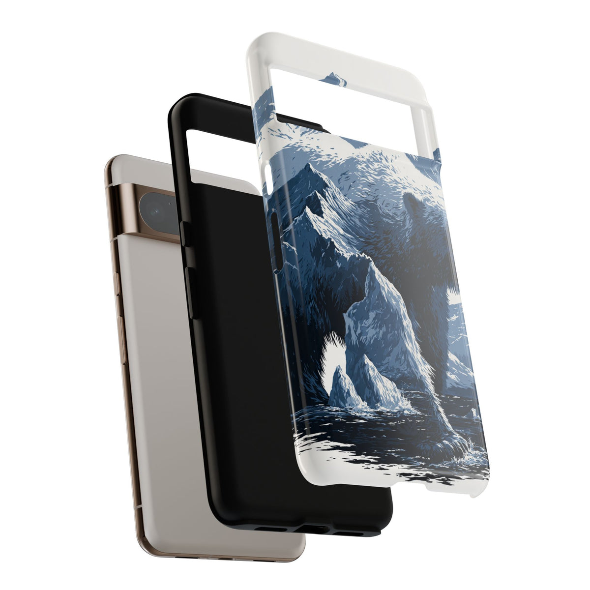 Fjord Summit Bear · Tough Phone Case for Pixel · Blue