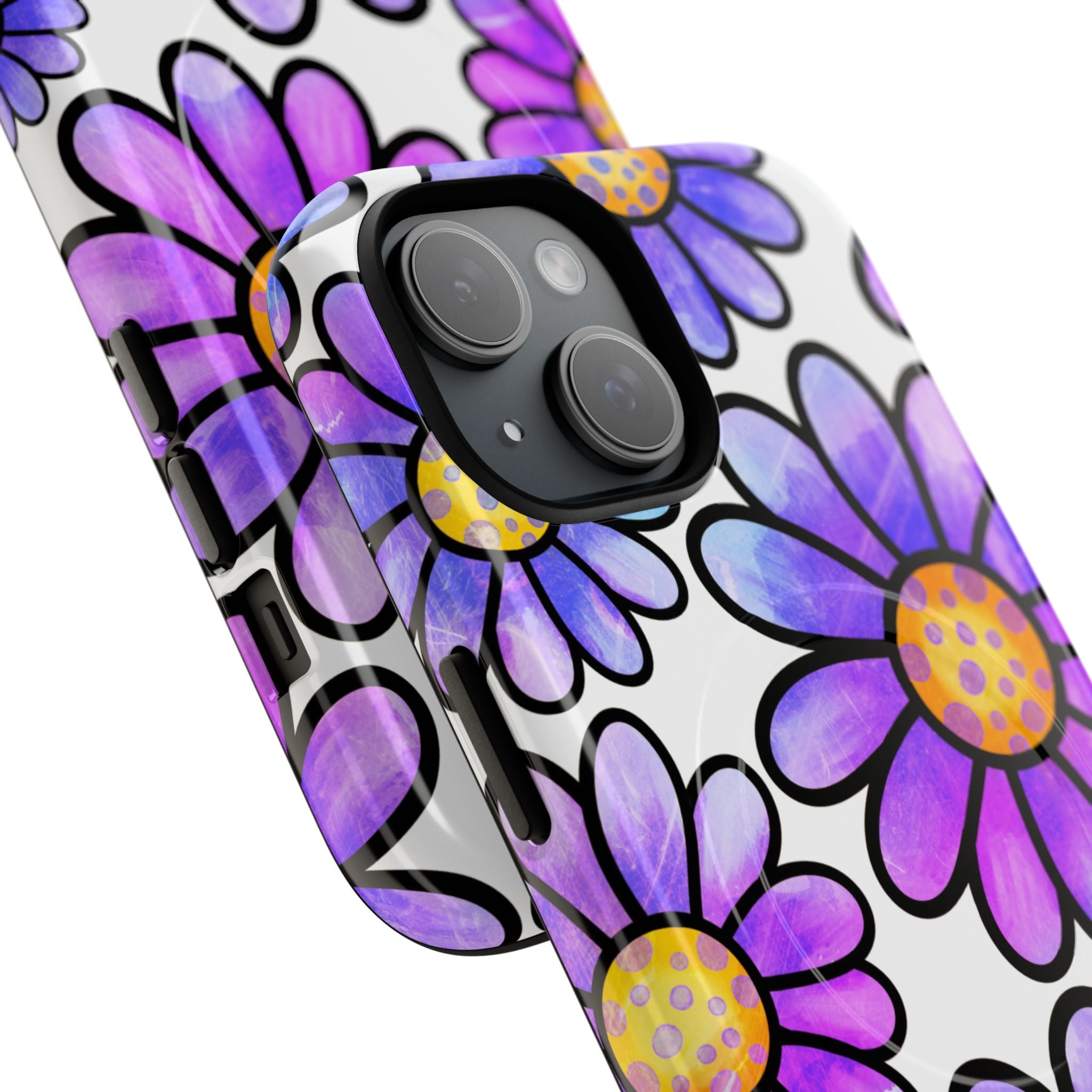 Violet Grunge Bloom · Tough+ Handyhülle für iPhone · Magsafe