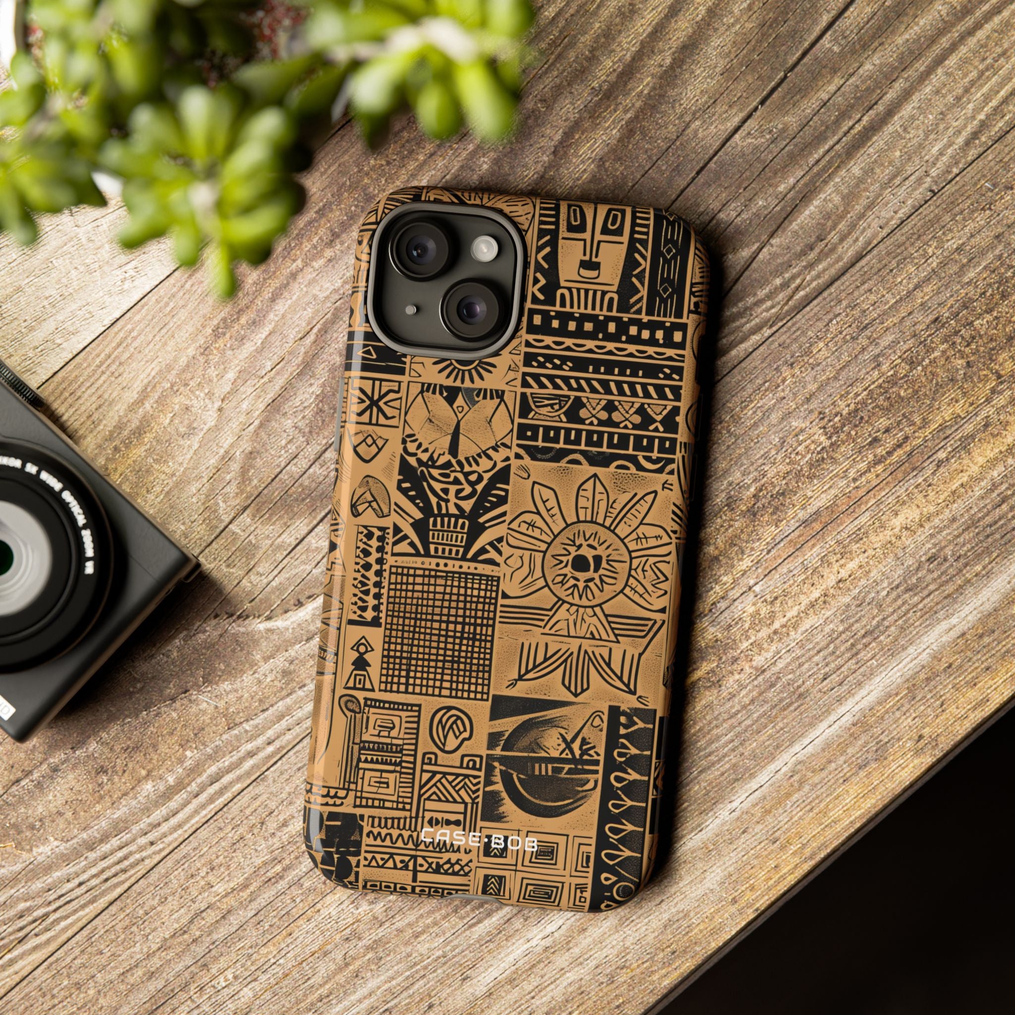 Tribal Faces iPhone 15 Plus Cover - Tough
