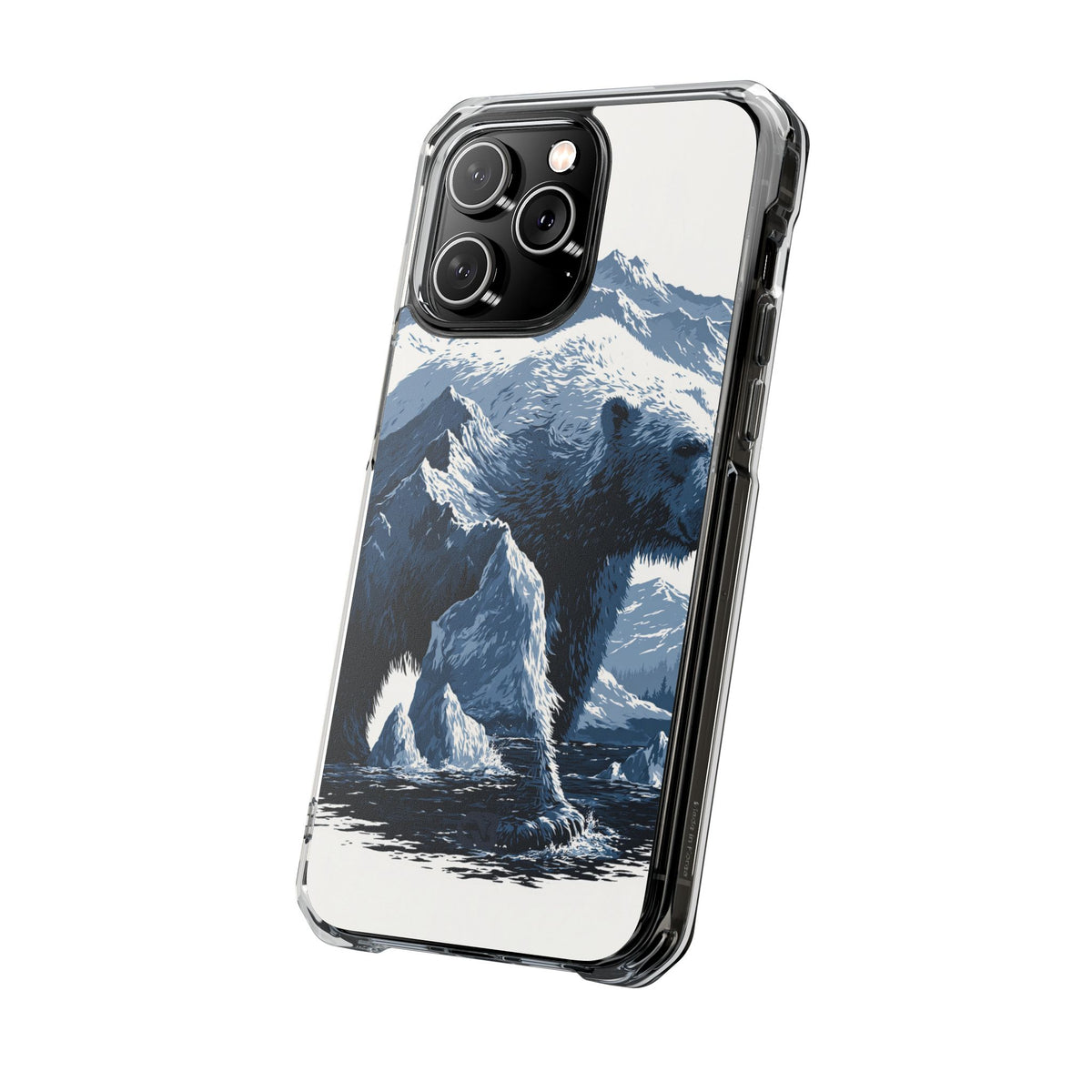 Fjord Summit Bear · Clear Impact Magnetic Phone Case for iPhone · Blue