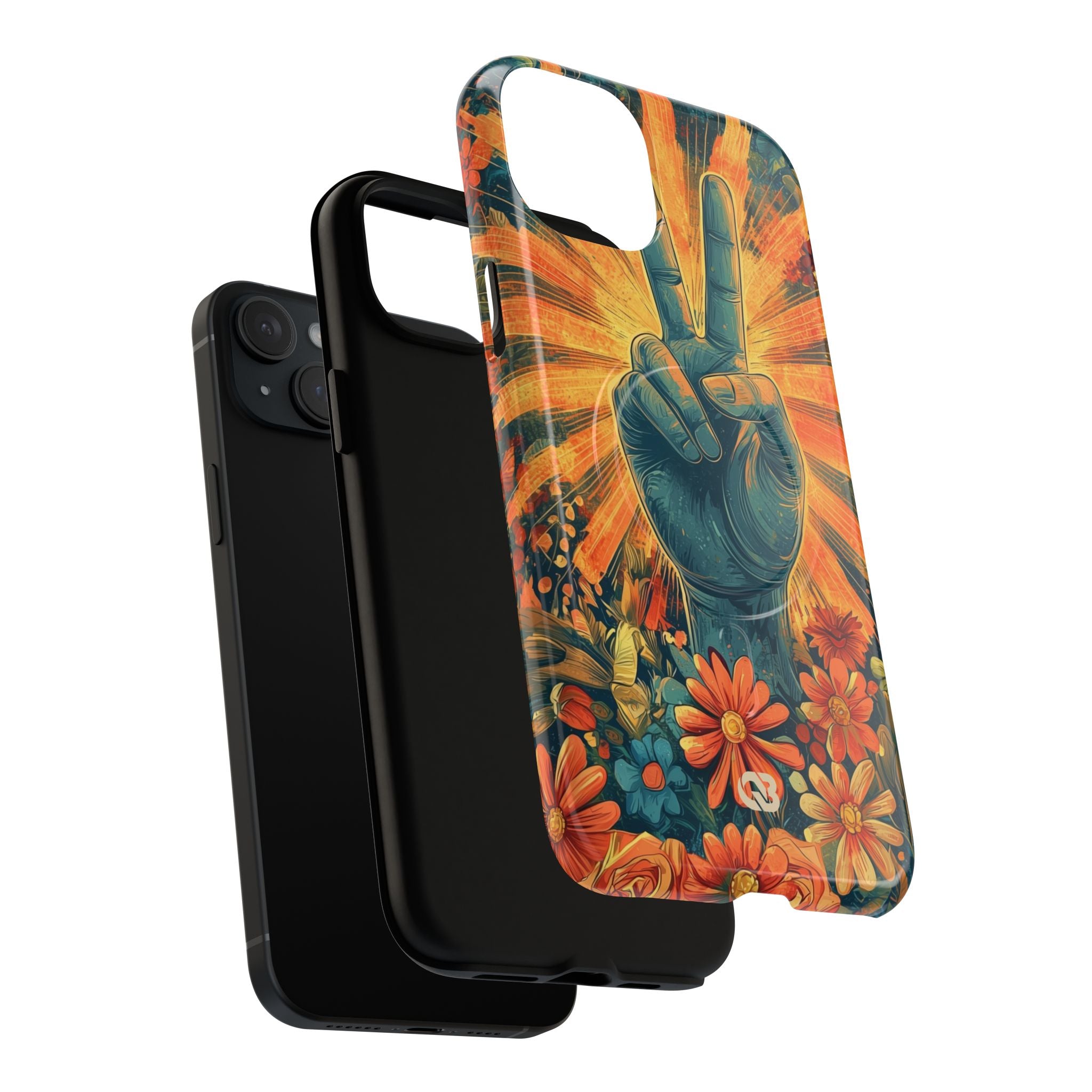 Fleur de paix radieuse · Coque de téléphone Tough+ pour iPhone · Magsafe