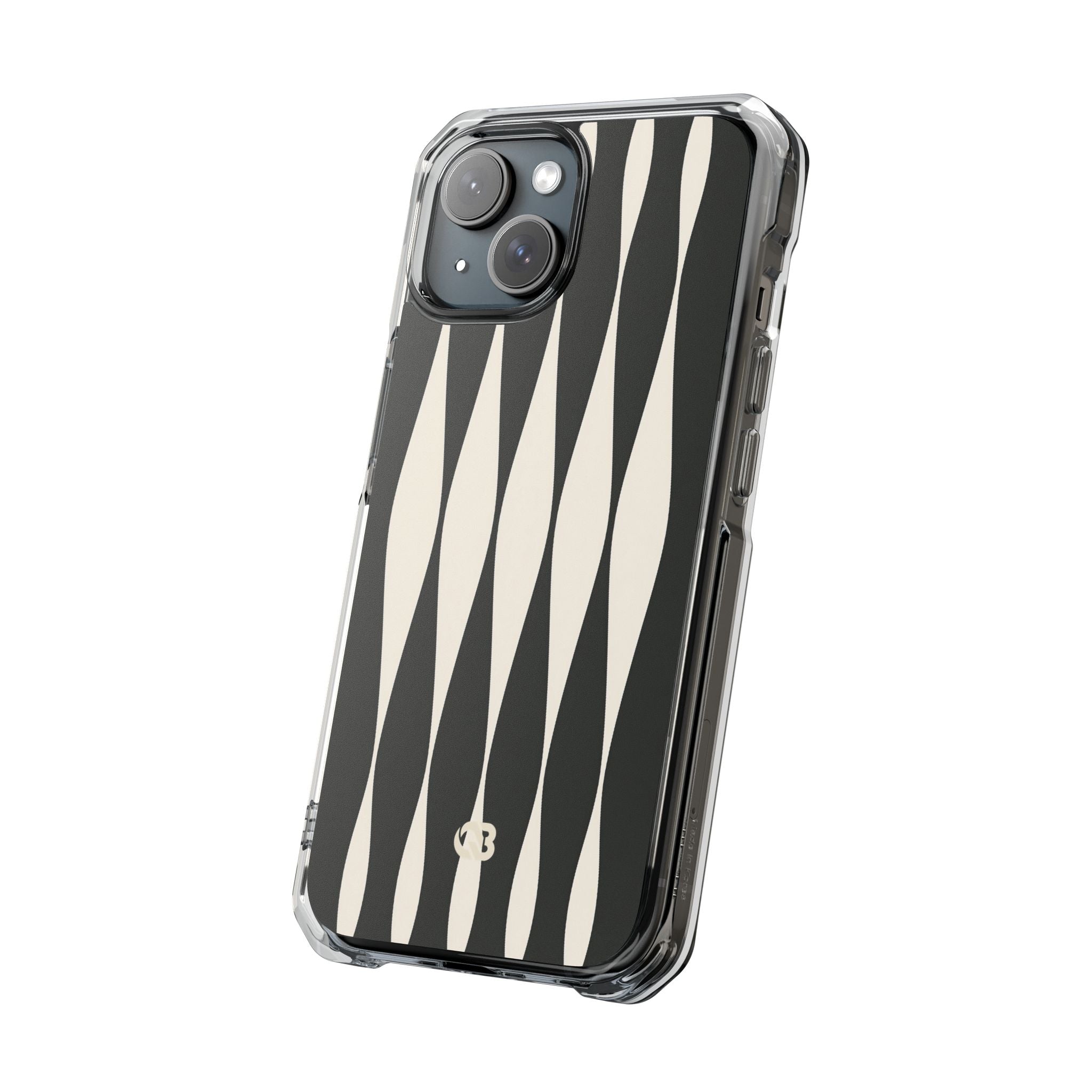 Black Impact MagSafe Phone Case for iPhone - Ivory Spindle Grid