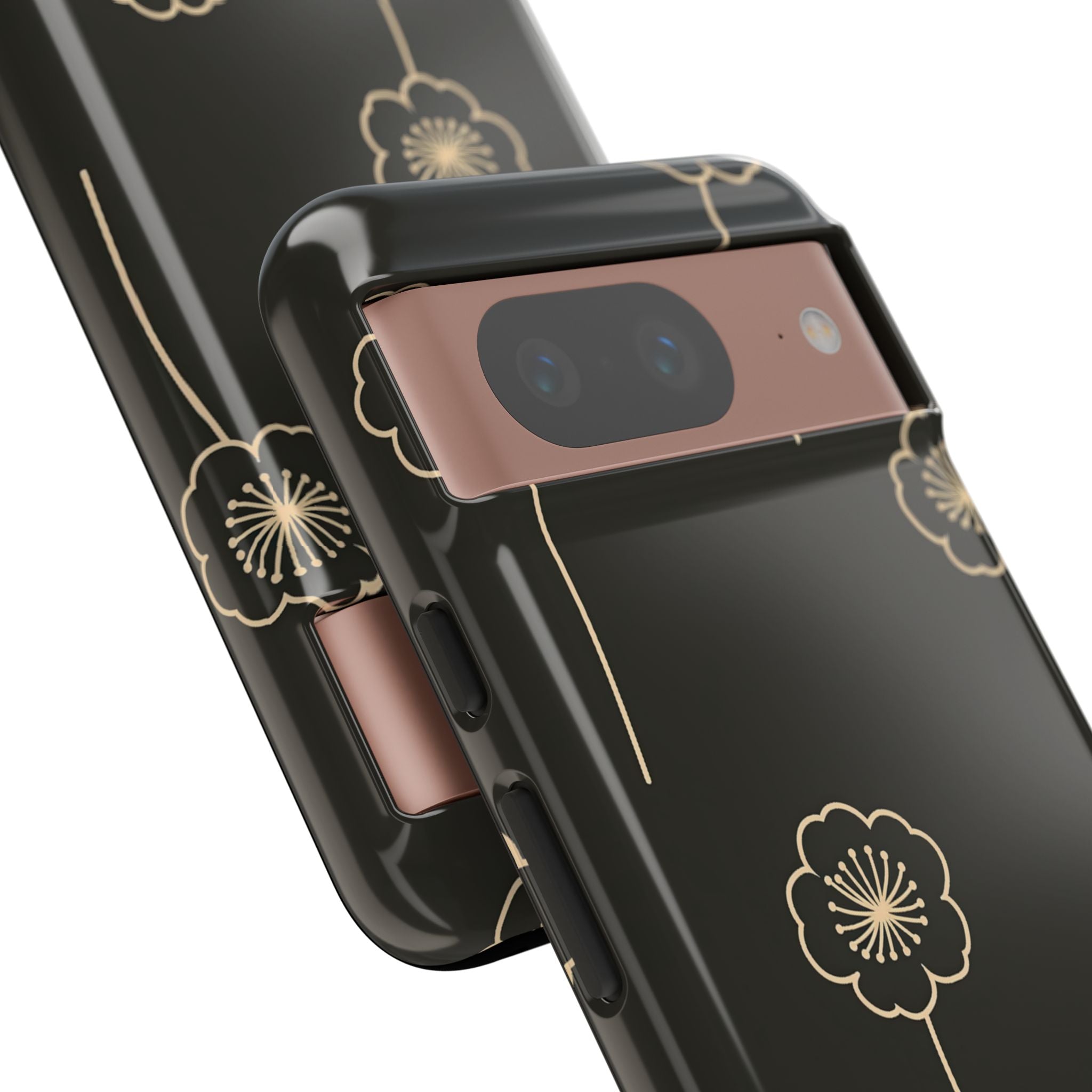 Black Tough Phone Case for Google Pixel - Obsidian Sand Petals