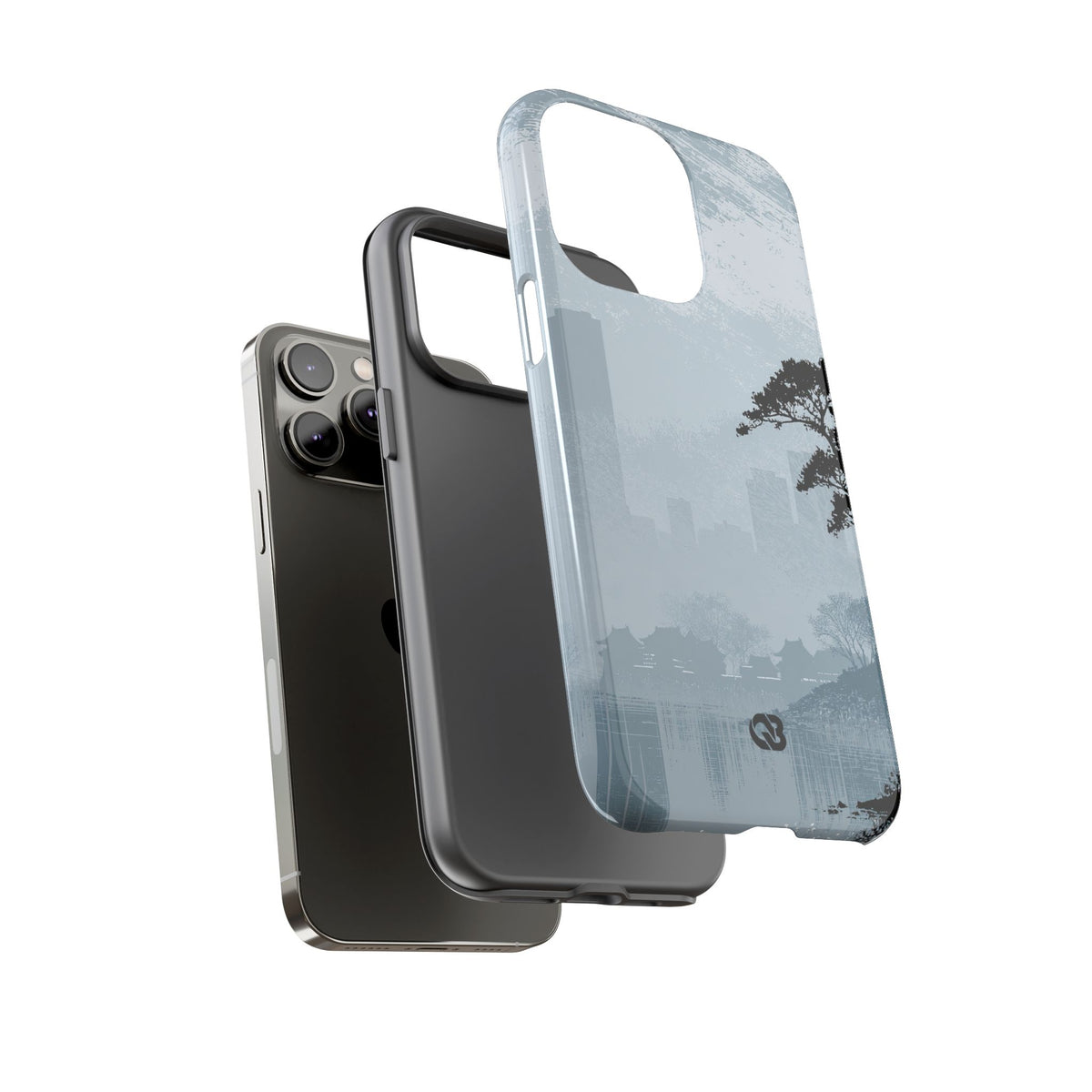 Grey Tough Phone Case for iPhone - Steel Slate Zen