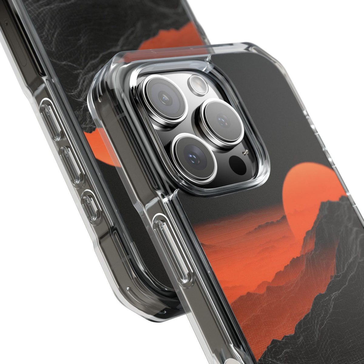 Solar Ridge Mesh · Clear Impact Magnetic Phone Case for iPhone · Black