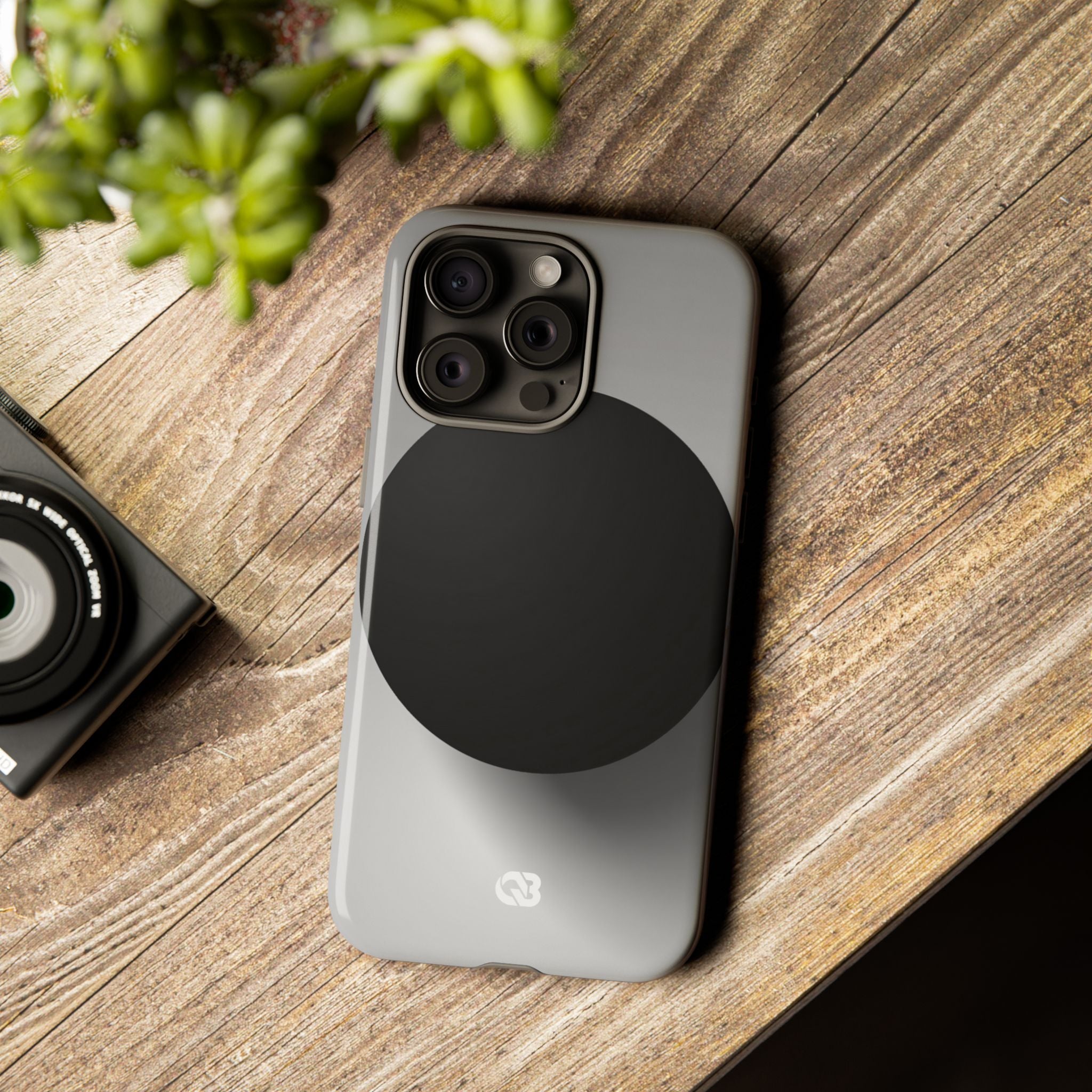 Grey Tough Phone Case for iPhone - Matte Onyx Sphere