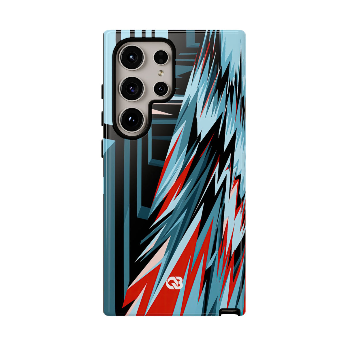Blue Tough Phone Case for Samsung - Glitch Peak Cyan