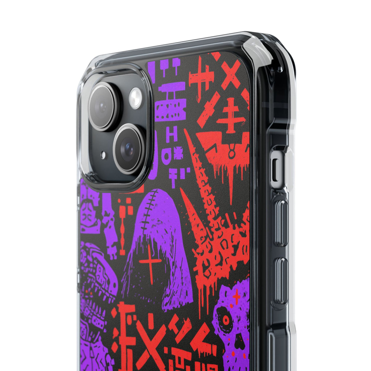 Underground Cyber Glyphs · Clear Impact Magnetic Phone Case for iPhone · Black
