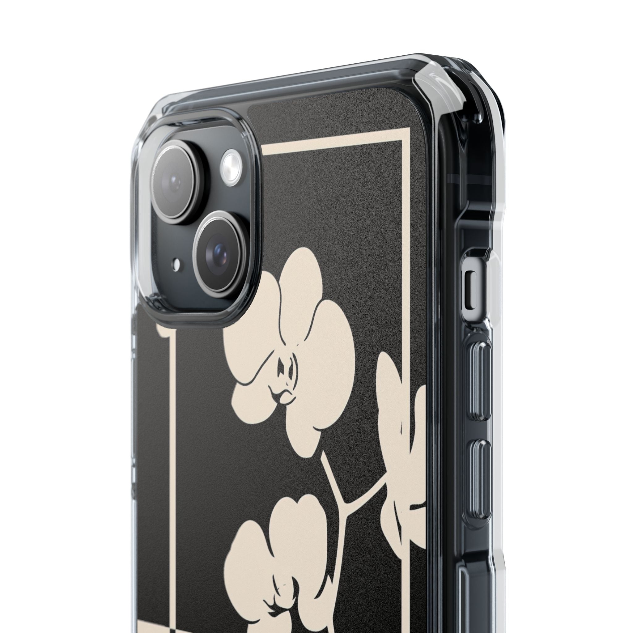 Beige Impact MagSafe Phone Case for iPhone - Nocturnal Orchid Frame