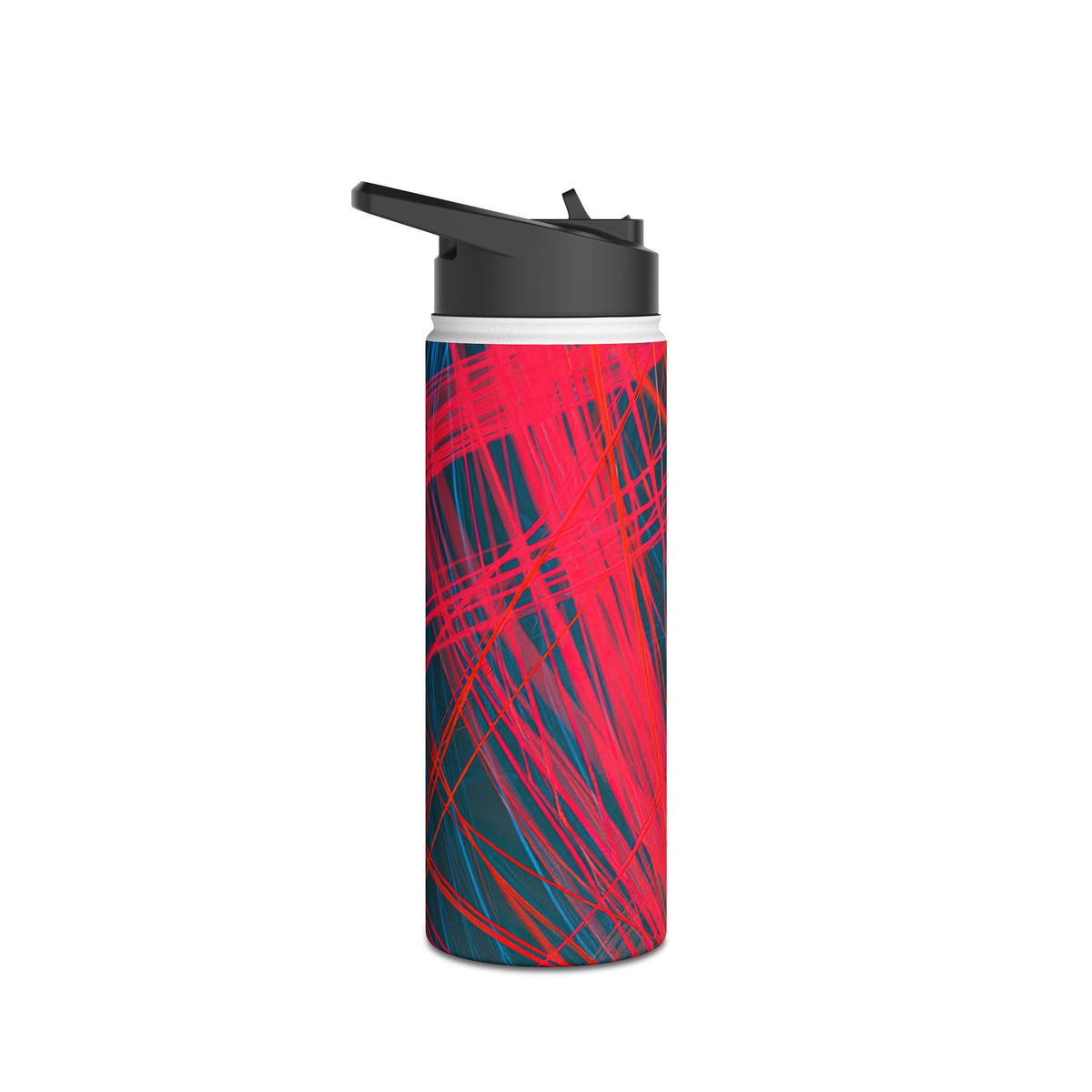 Neon Fiber Stream · Insulated Water Bottle · Red