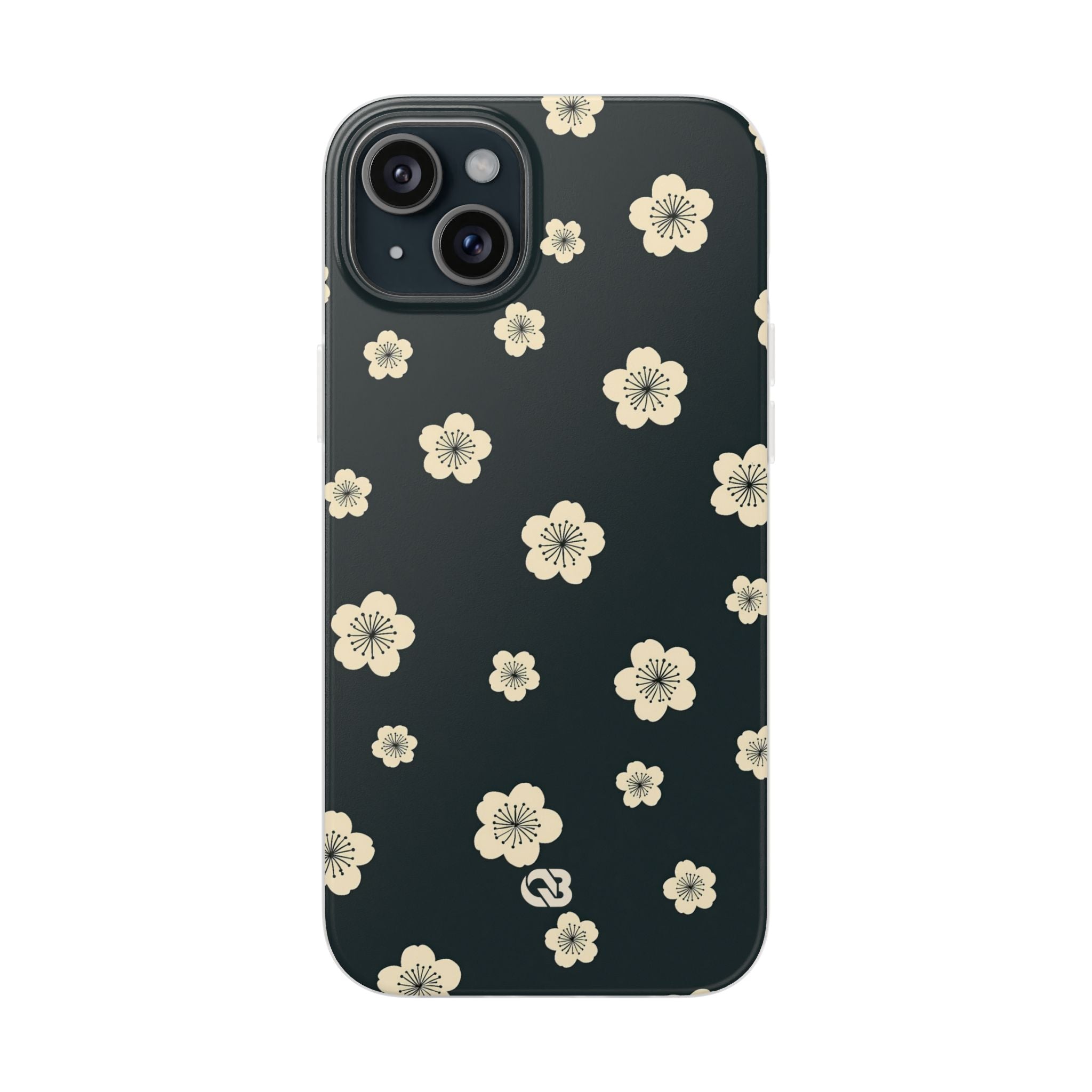 Teal Lite Phone Case for iPhone - Obsidian Cream Petals