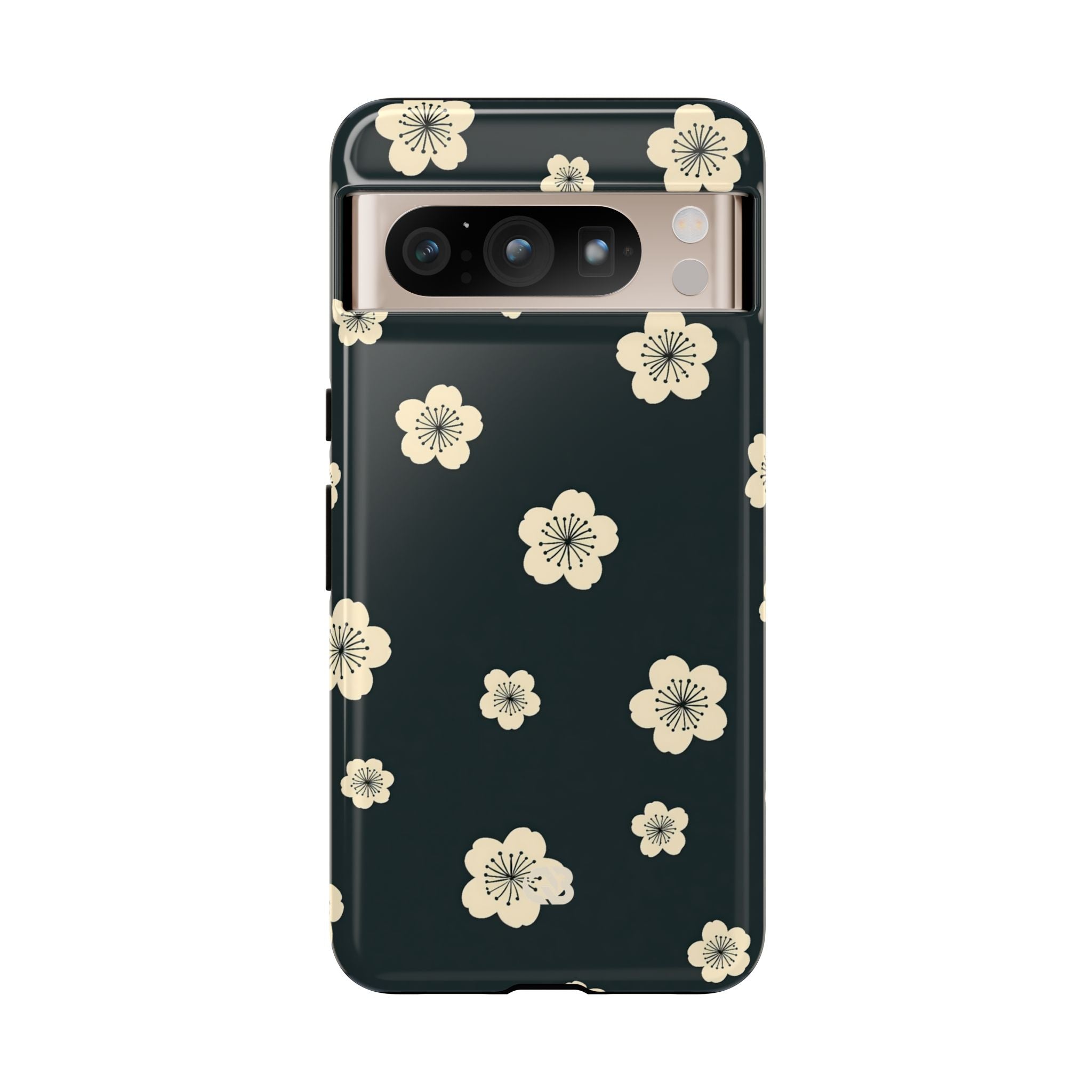 Teal Tough Phone Case for Google Pixel - Obsidian Cream Petals