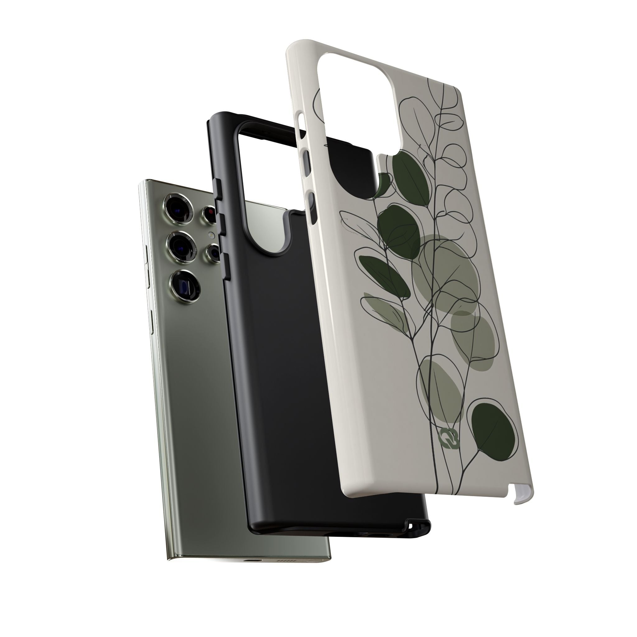 Green Tough Phone Case for Samsung - Muted Eucalyptus Sketch