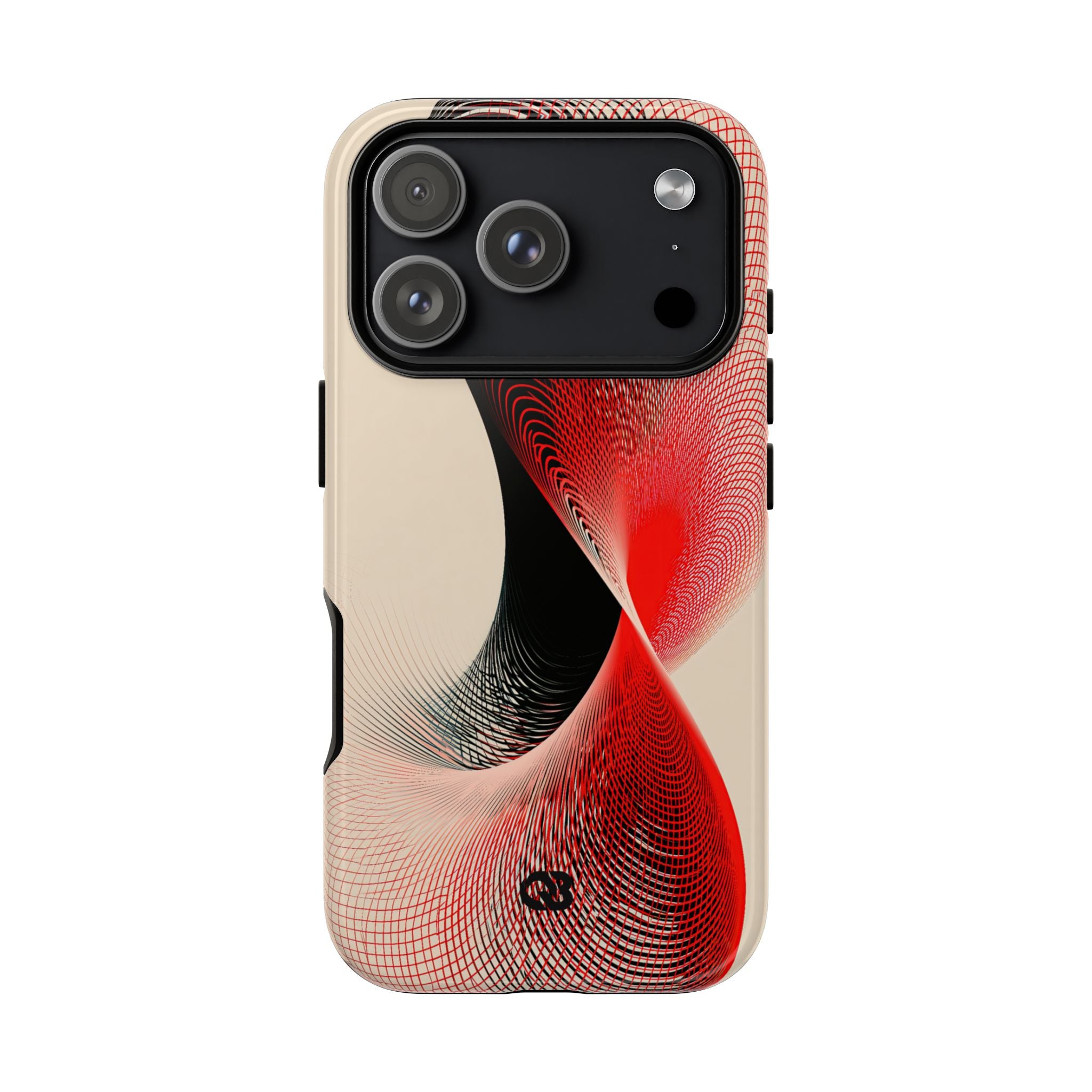 Red Tough Phone Case for iPhone - Crimson Grid Vortex