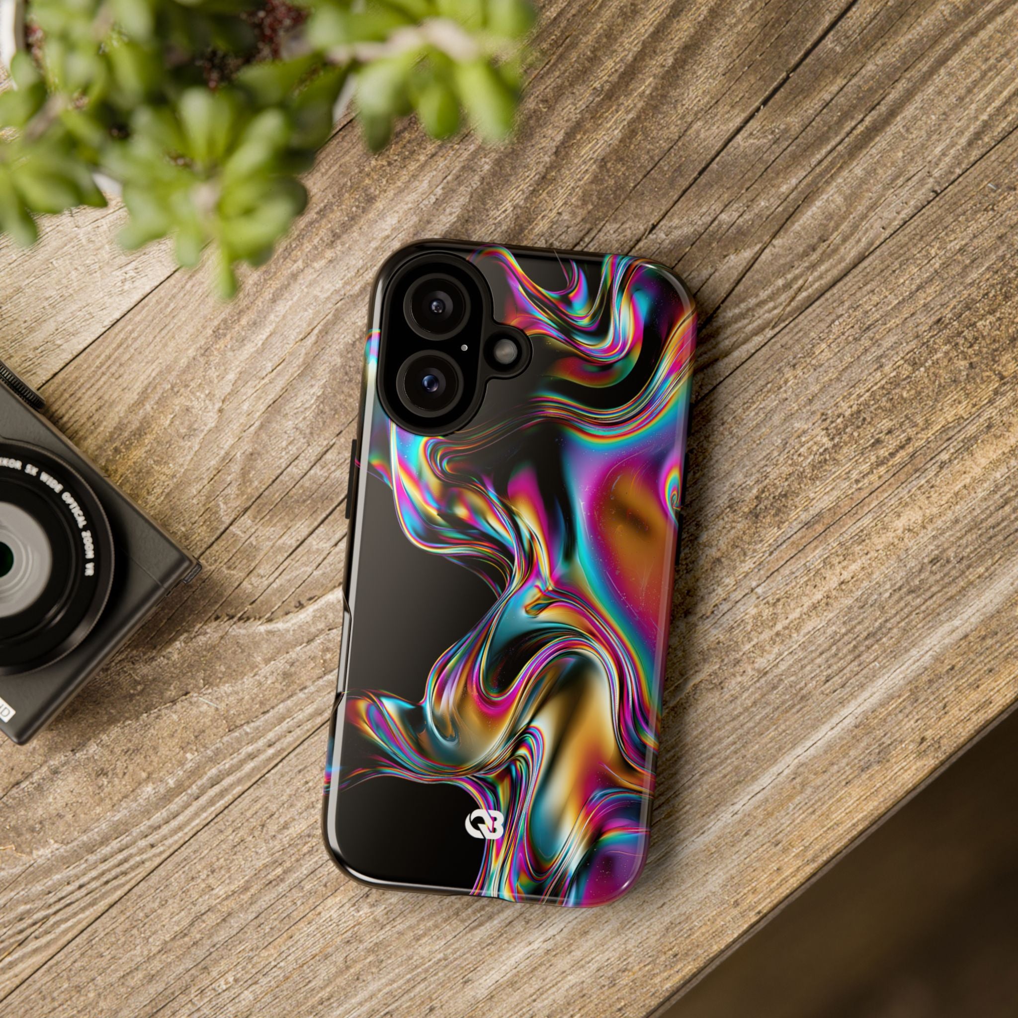 Purple Tough Phone Case for iPhone - Liquid Neon Chrome
