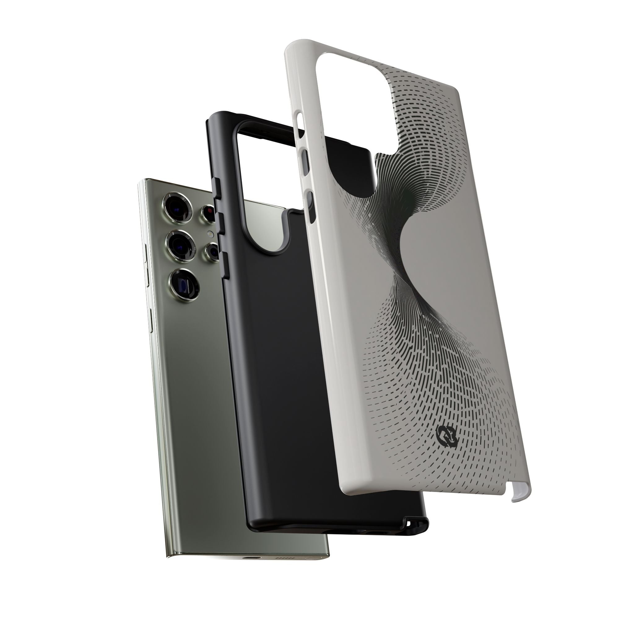 White Tough Phone Case for Samsung - Linear Torsion Grid