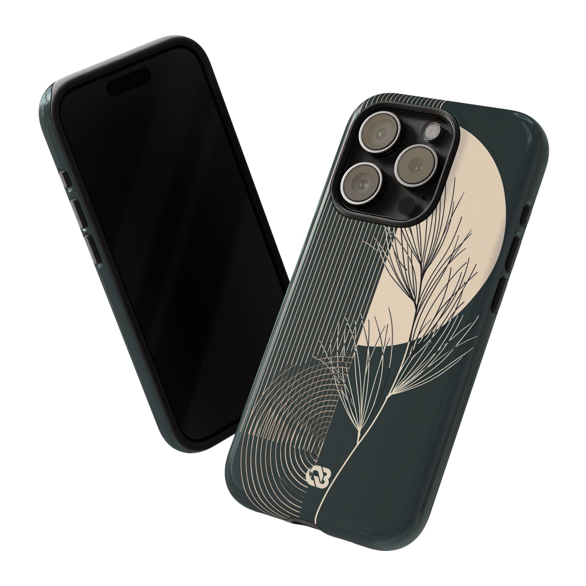Black Tough Phone Case for iPhone - Obsidian Sand Willow