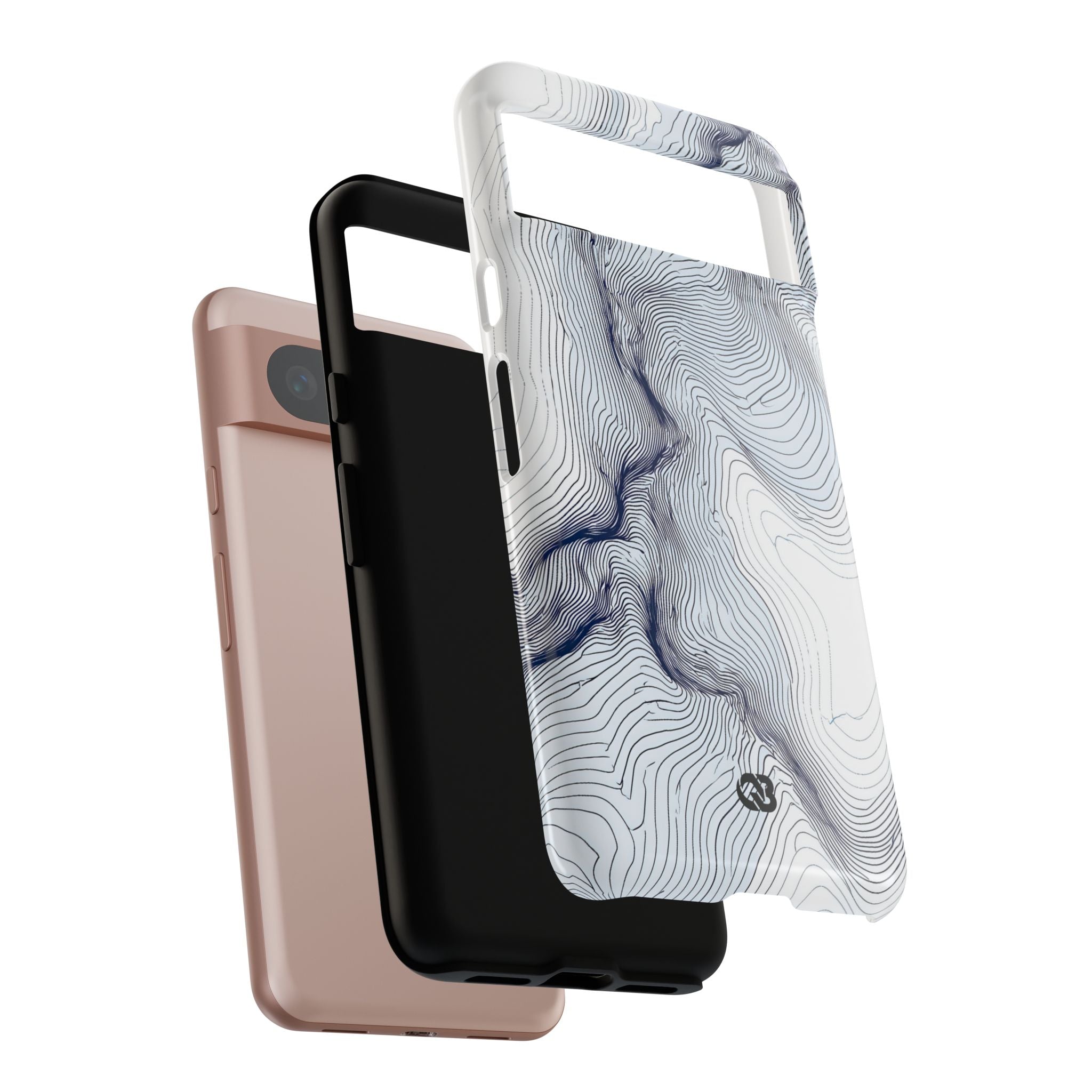 White Tough Phone Case for Google Pixel - Nordic Ridge Topo