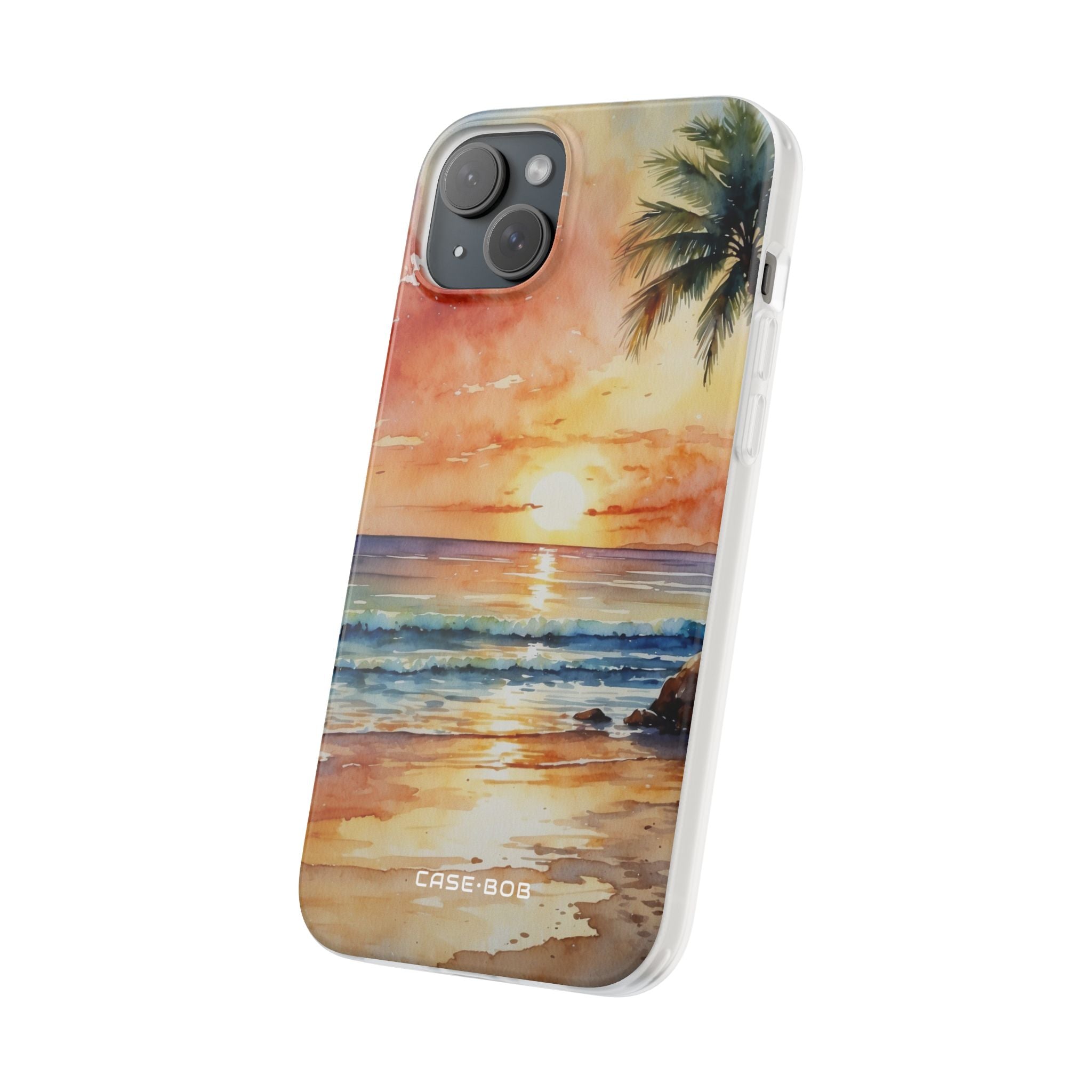 Sunset Palm iPhone 15 Plus Cover - Blød