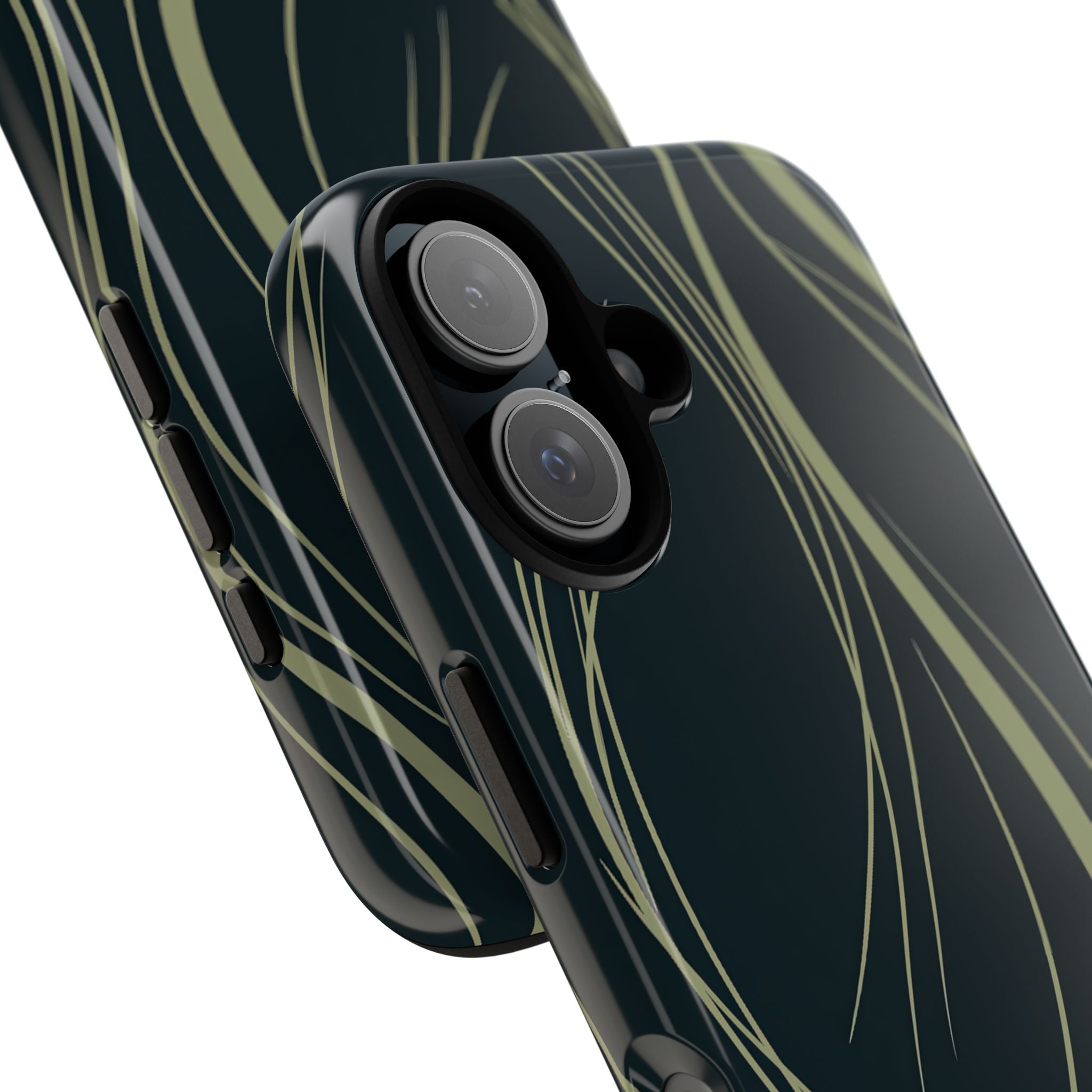 Green Tough Phone Case for iPhone - Obsidian Sage Flow