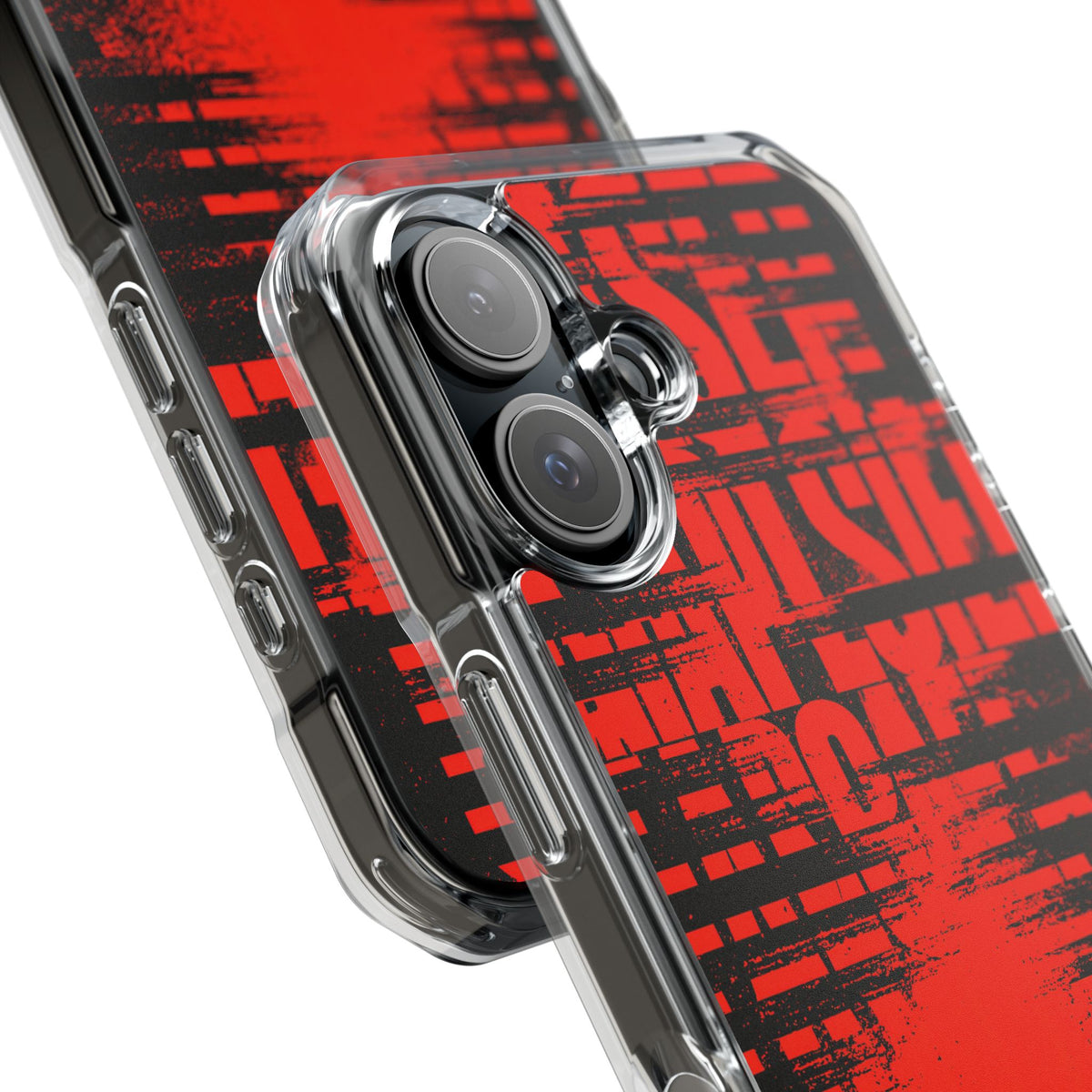 Crimson Redaction · Clear Impact Magnetic Phone Case for iPhone · Black