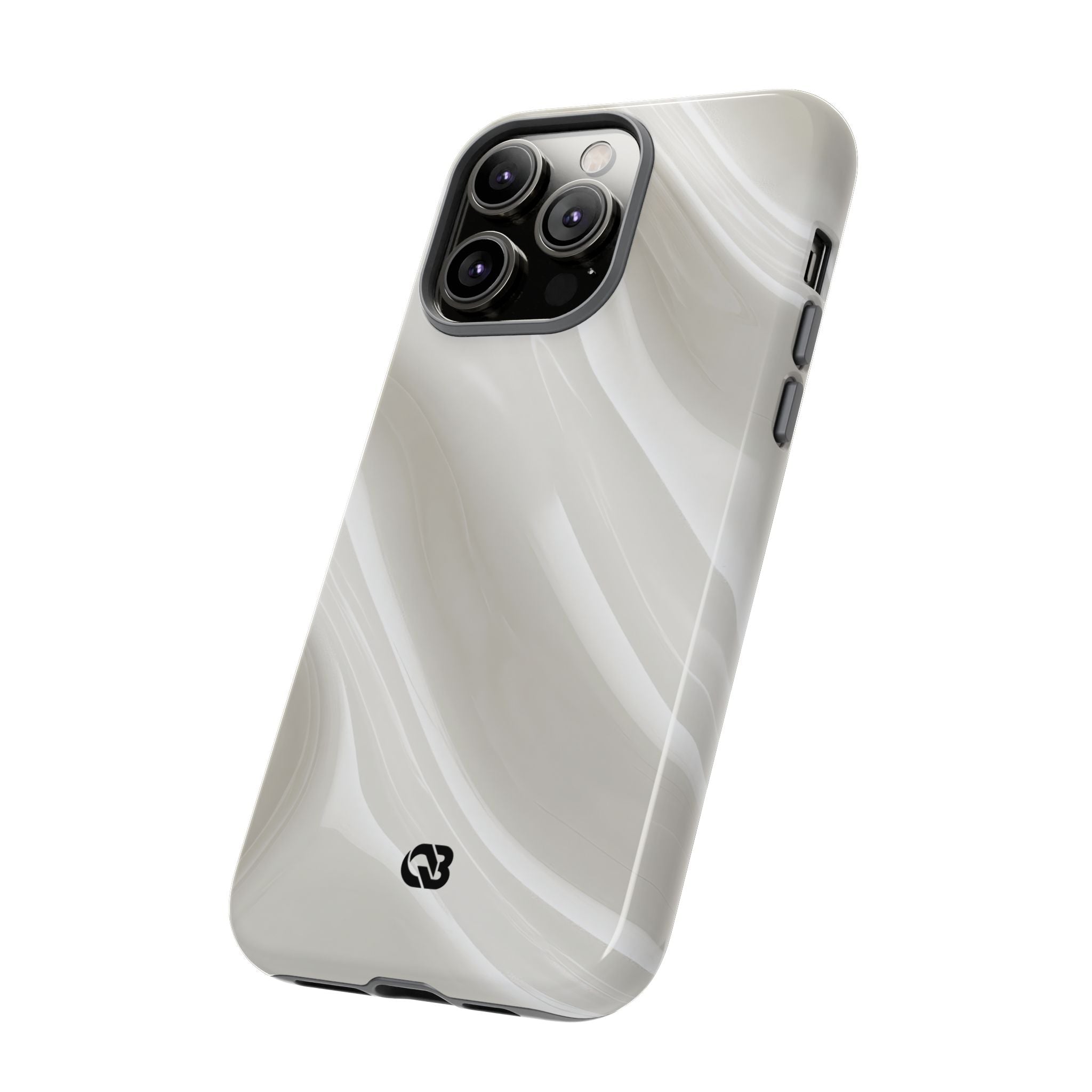 White Tough Phone Case for iPhone - Polished Ivory Wave