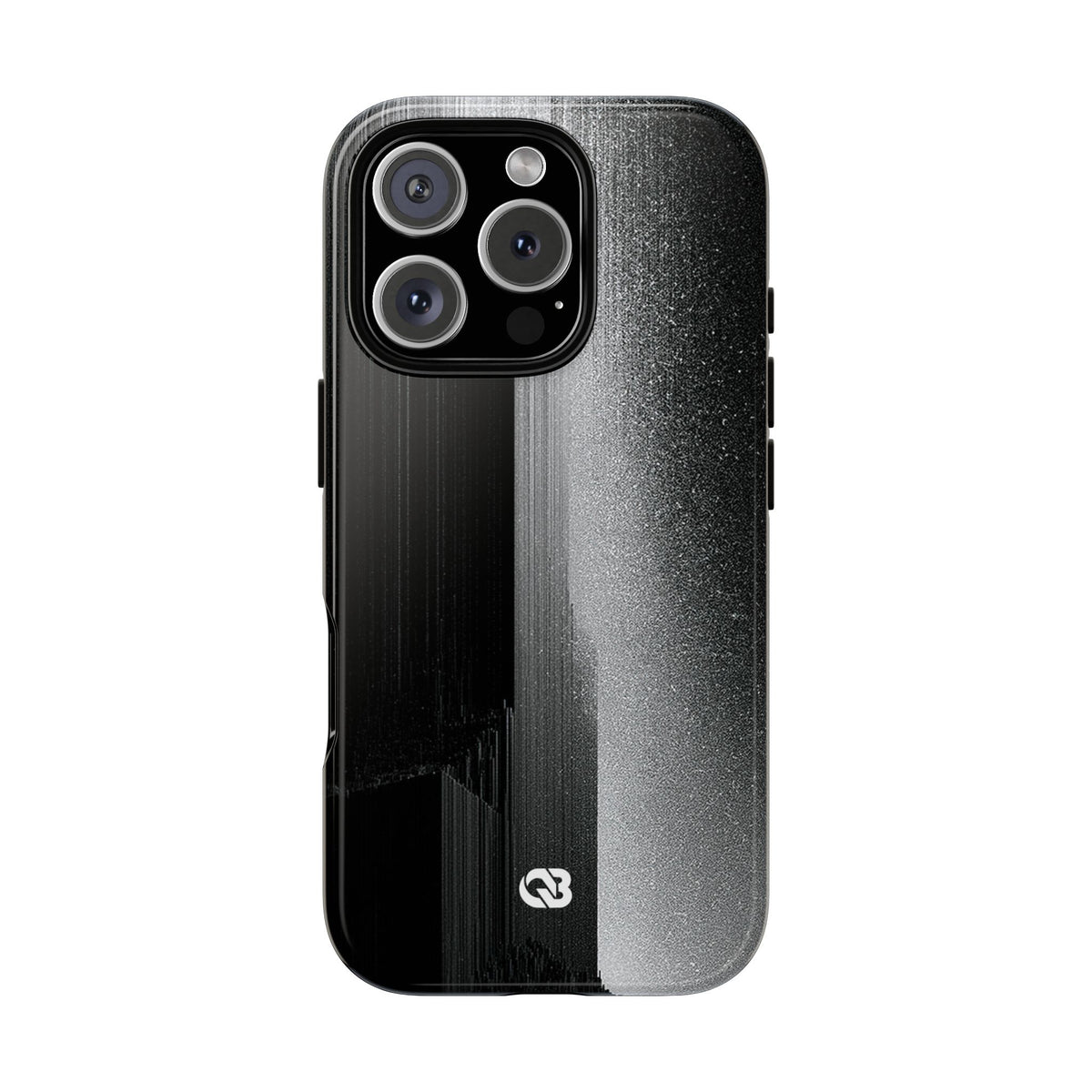 Black Tough Phone Case for iPhone - Brutalist Pixel Monolith