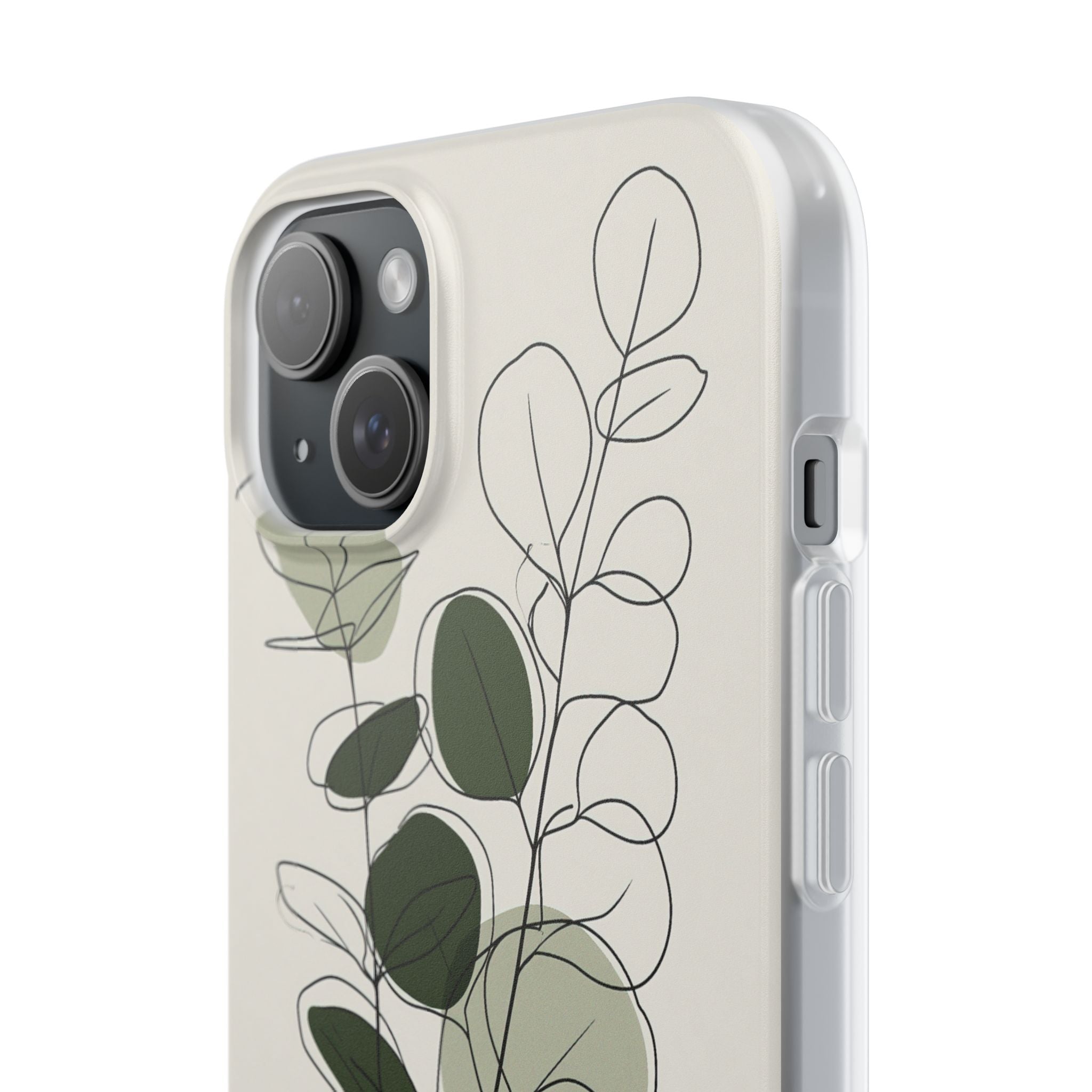 Green Lite Phone Case for iPhone - Muted Eucalyptus Sketch