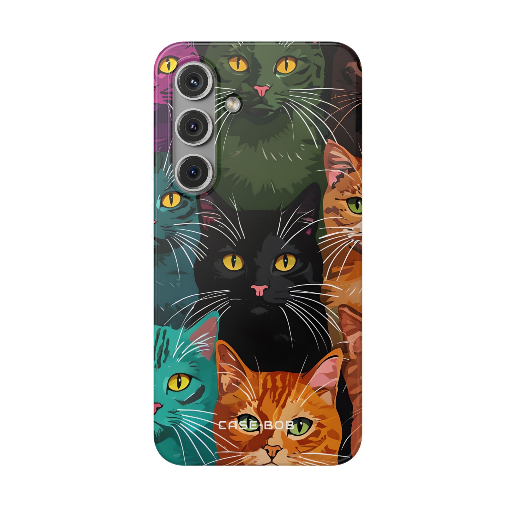 Sininen kissa ruudukko Samsung S24 -pehmeä suojus