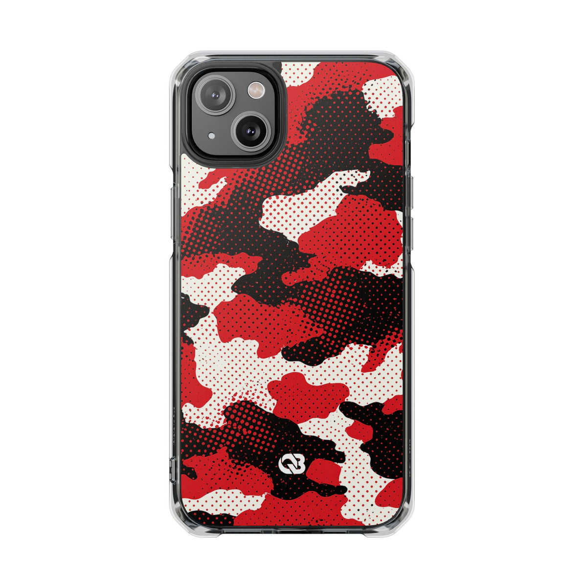 Crimson Halftone Camo · Clear Impact Magnetic Phone Case for iPhone · Red