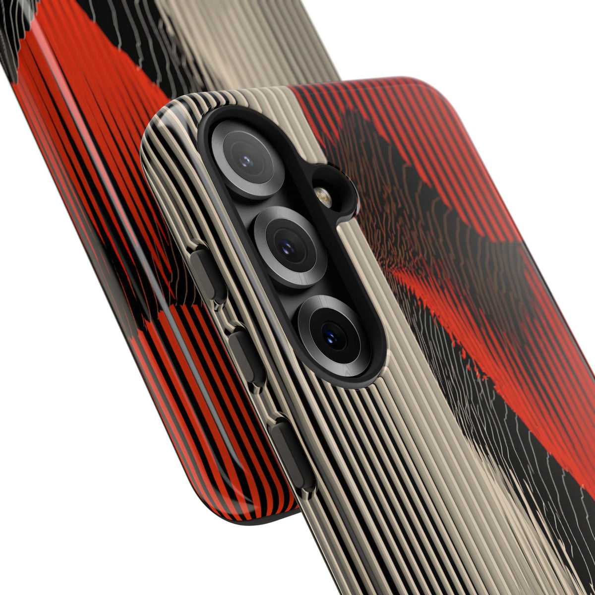 Red Tough Phone Case for Samsung - Crimson Pulse Topo