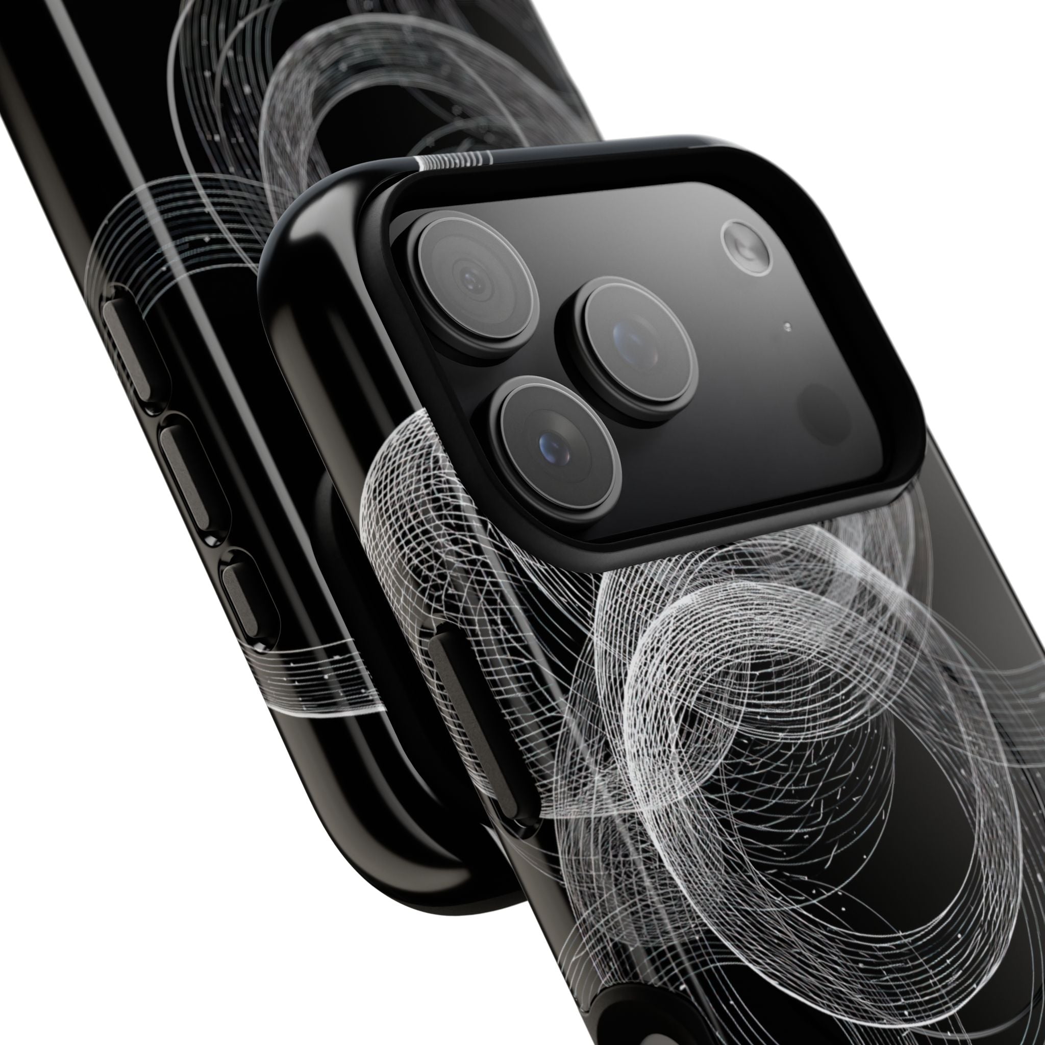 Black Tough 2.0 Magsafe Phone Case for iPhone - Kinetic Wireframe Orbit