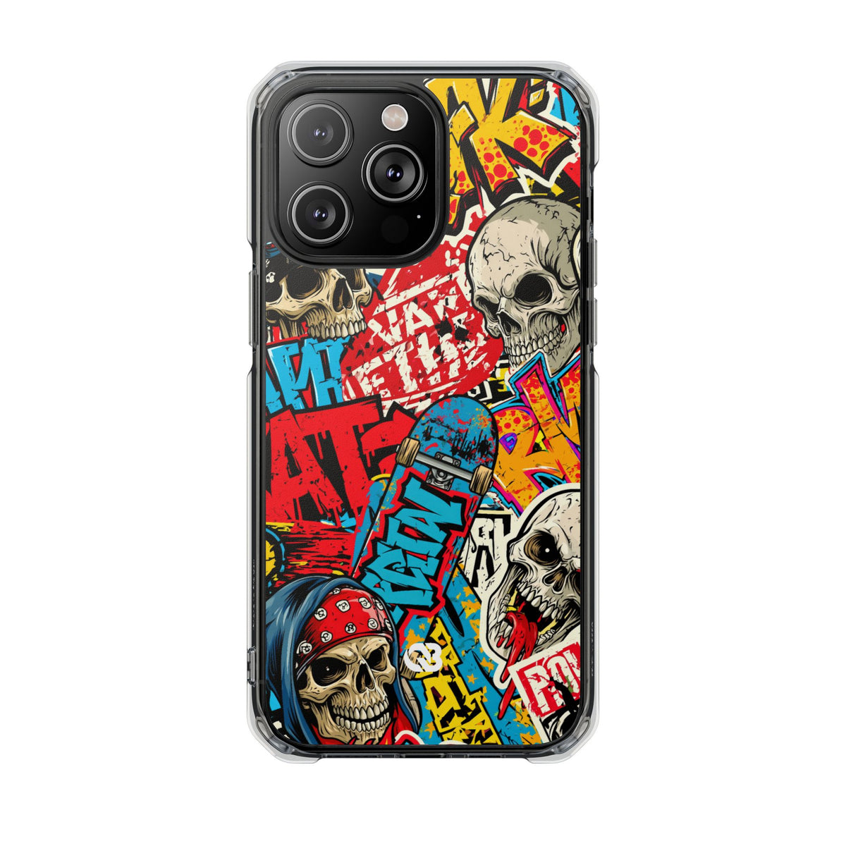 Skate Skull Riot · Clear Impact Magnetic Phone Case for iPhone · Red