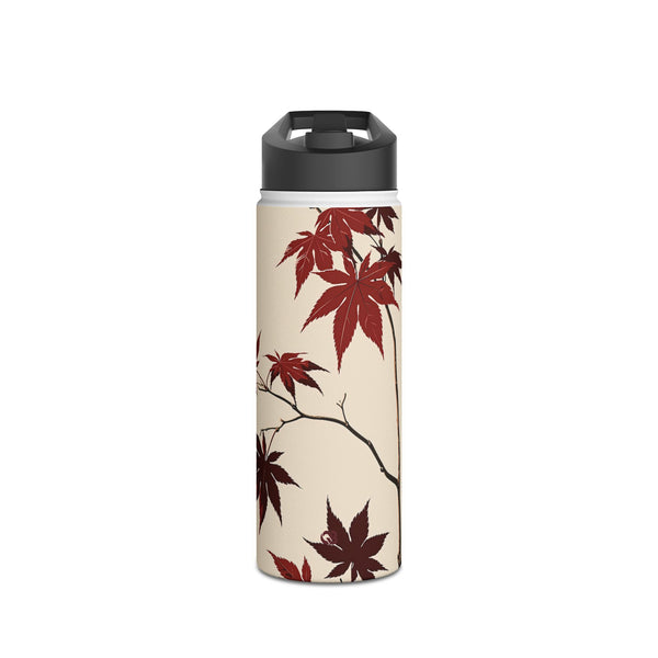Crimson Maple Branch · Insulated Water Bottle · Beige